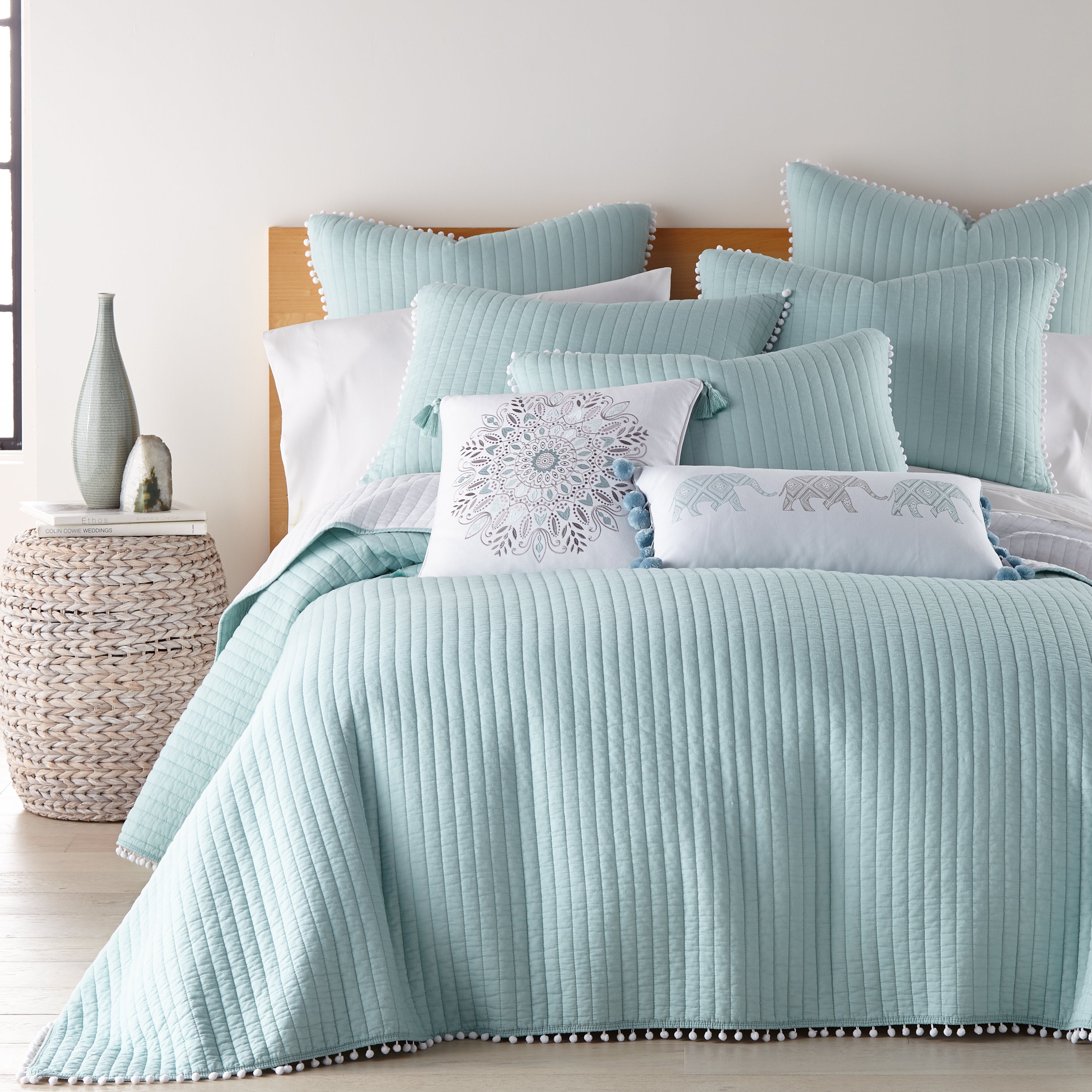 Levtex Home Pom Pom Blue Haze Shams Euro Shams