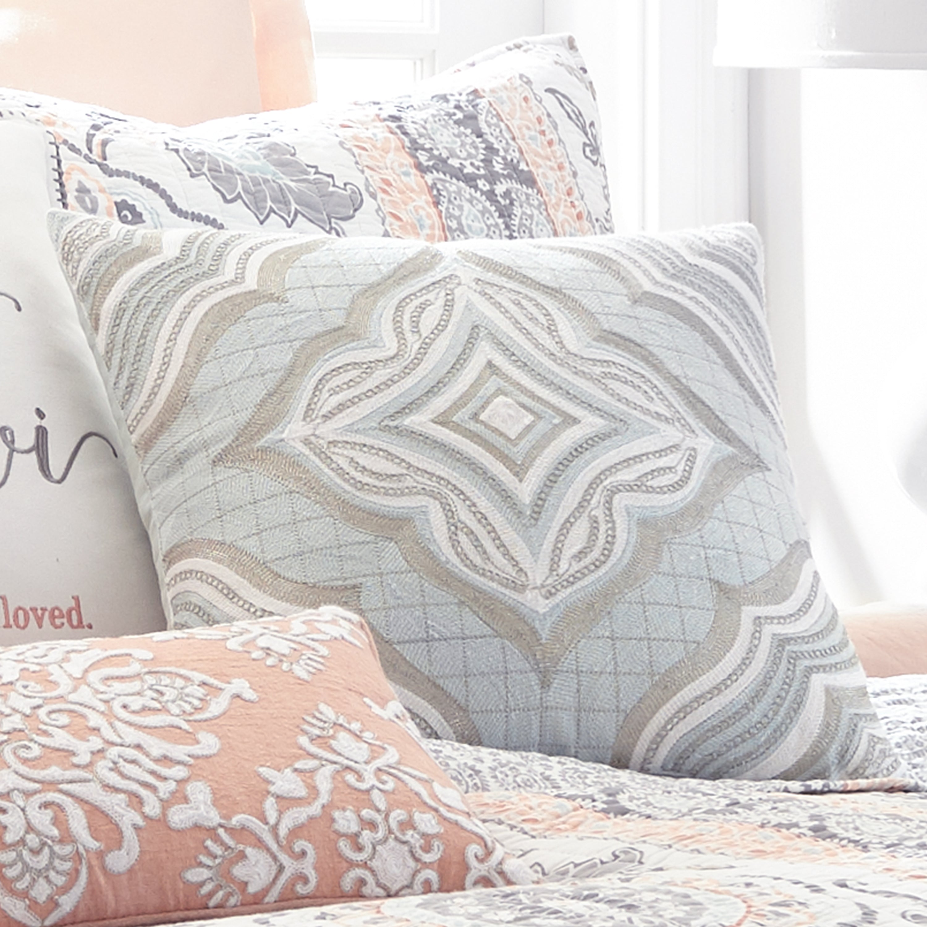 Levtex Home Darcy Medallion Tile Pillow Decorative Pillows
