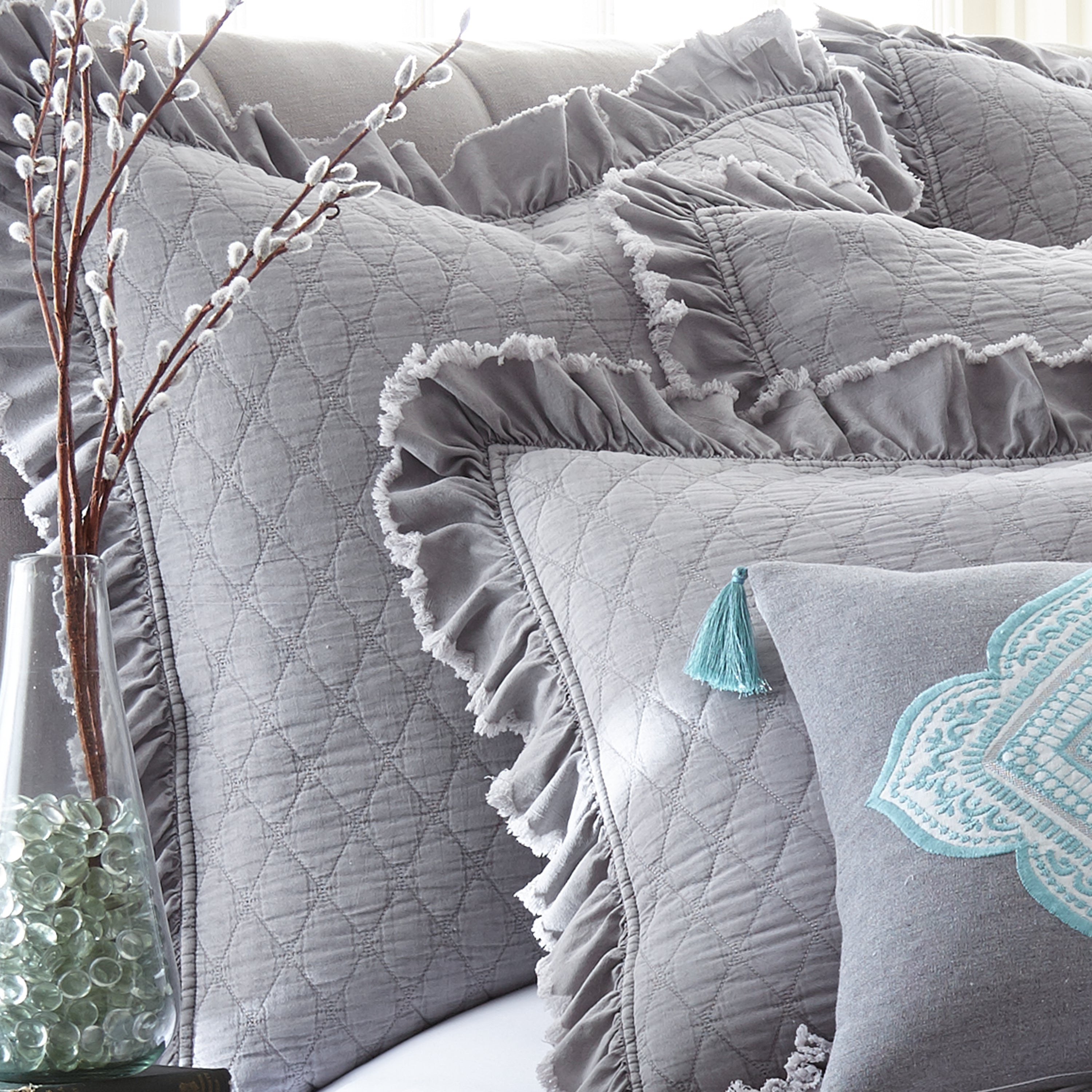 Levtex Home Grey Stonewashed Euro Sham set2 Euro Shams