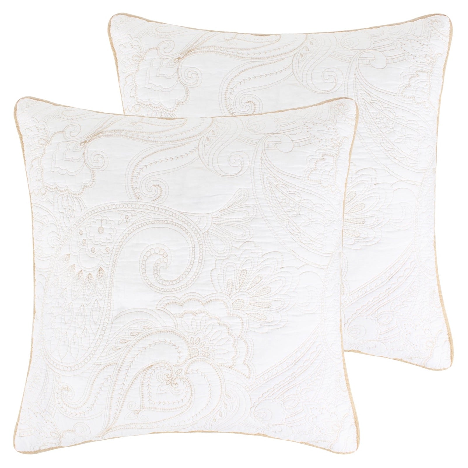 Levtex Home Perla White Euro Shams Set of 2 Euro Shams