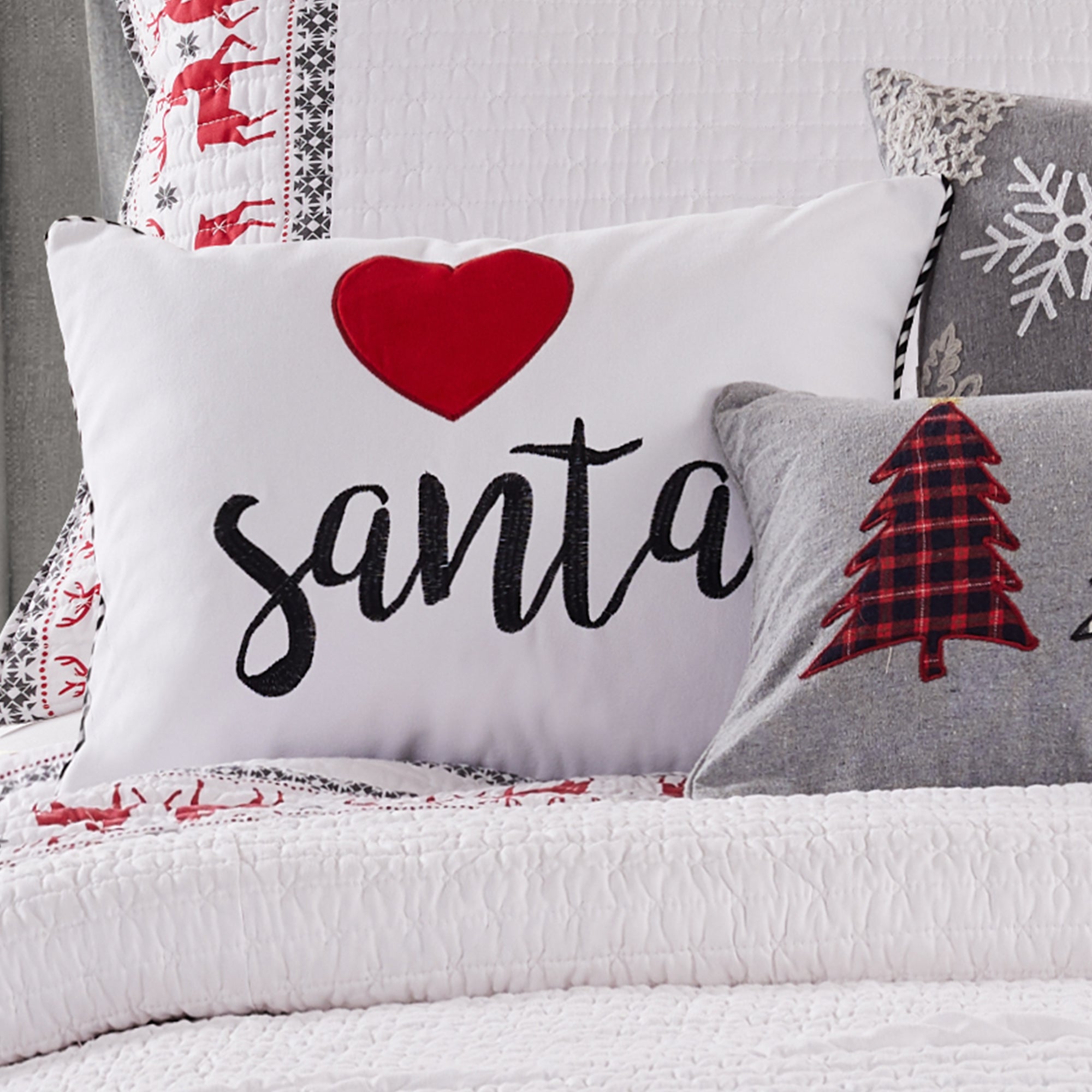 Levtex Home Rudolph Heart Santa Pillow Decorative Pillows