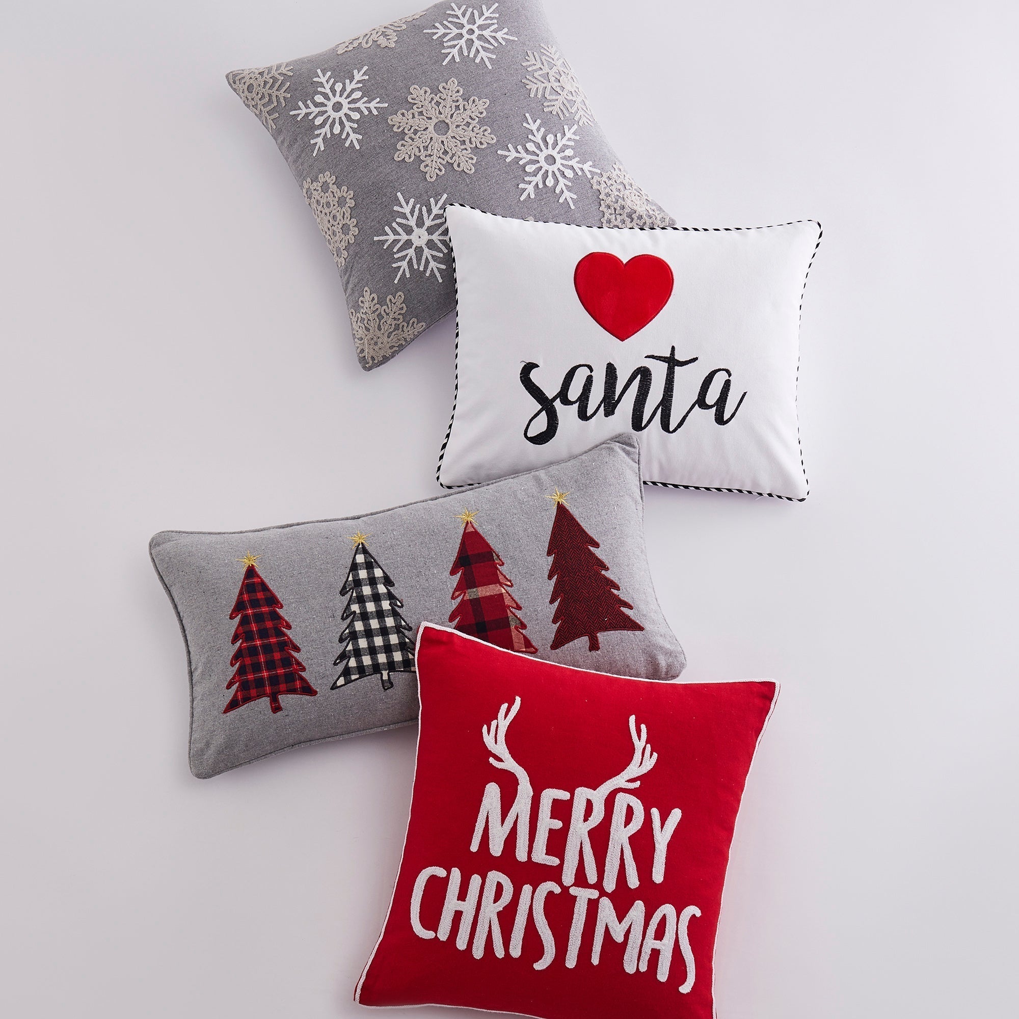 Levtex Home Rudolph Snowflake Grey Pillow Decorative Pillows