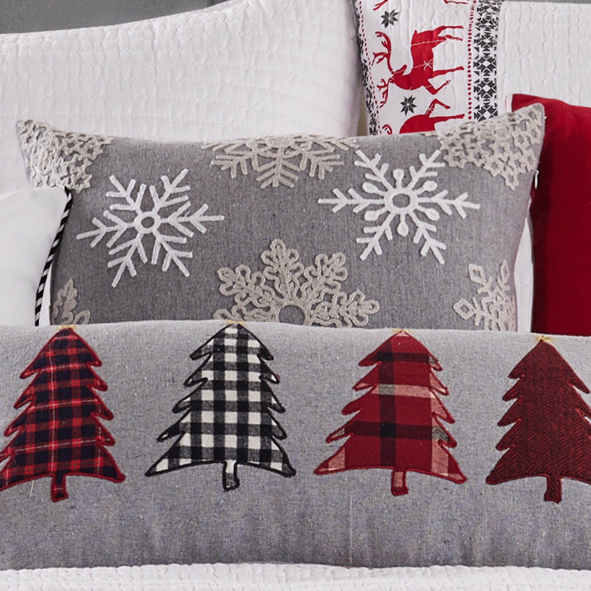 Levtex Home Rudolph Snowflake Grey Pillow Decorative Pillows