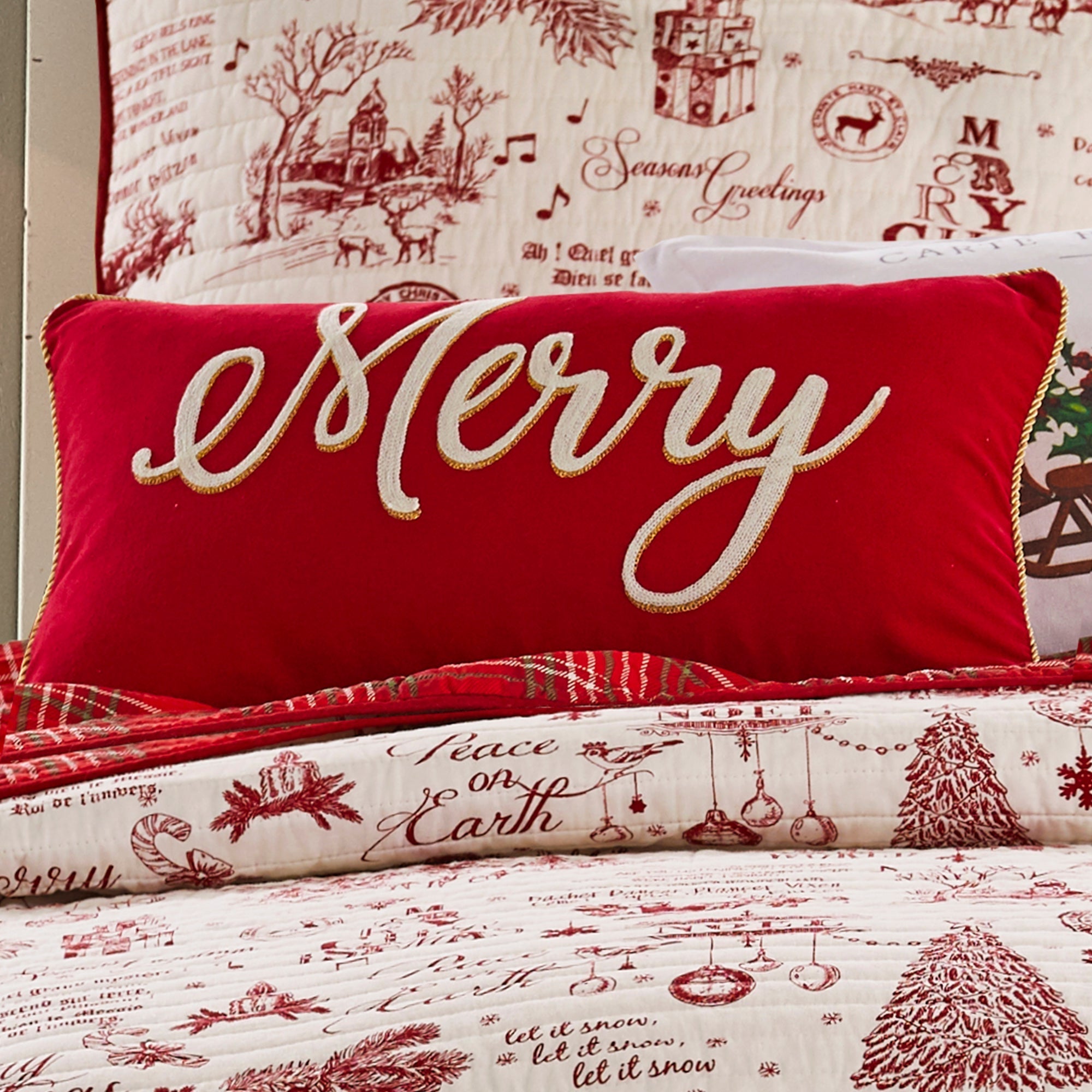 Levtex Home Yuletide Merry Pillow Decorative Pillows