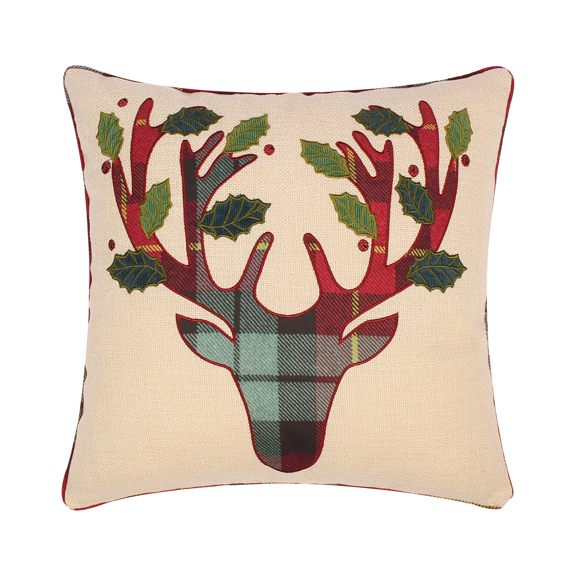 Levtex Home Yuletide Plaid Applique Pillow Decorative Pillows