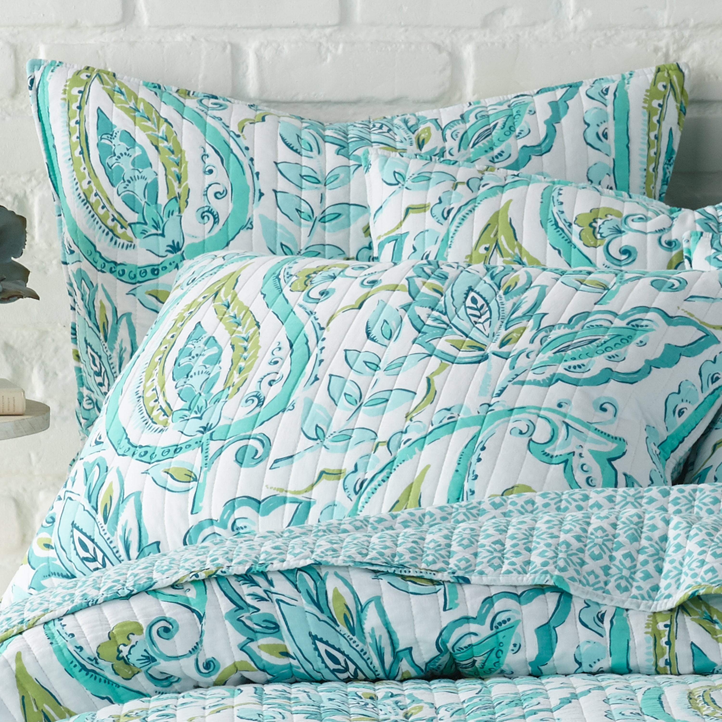 Levtex Home Tamsin Teal Euro Sham Set Euro Shams