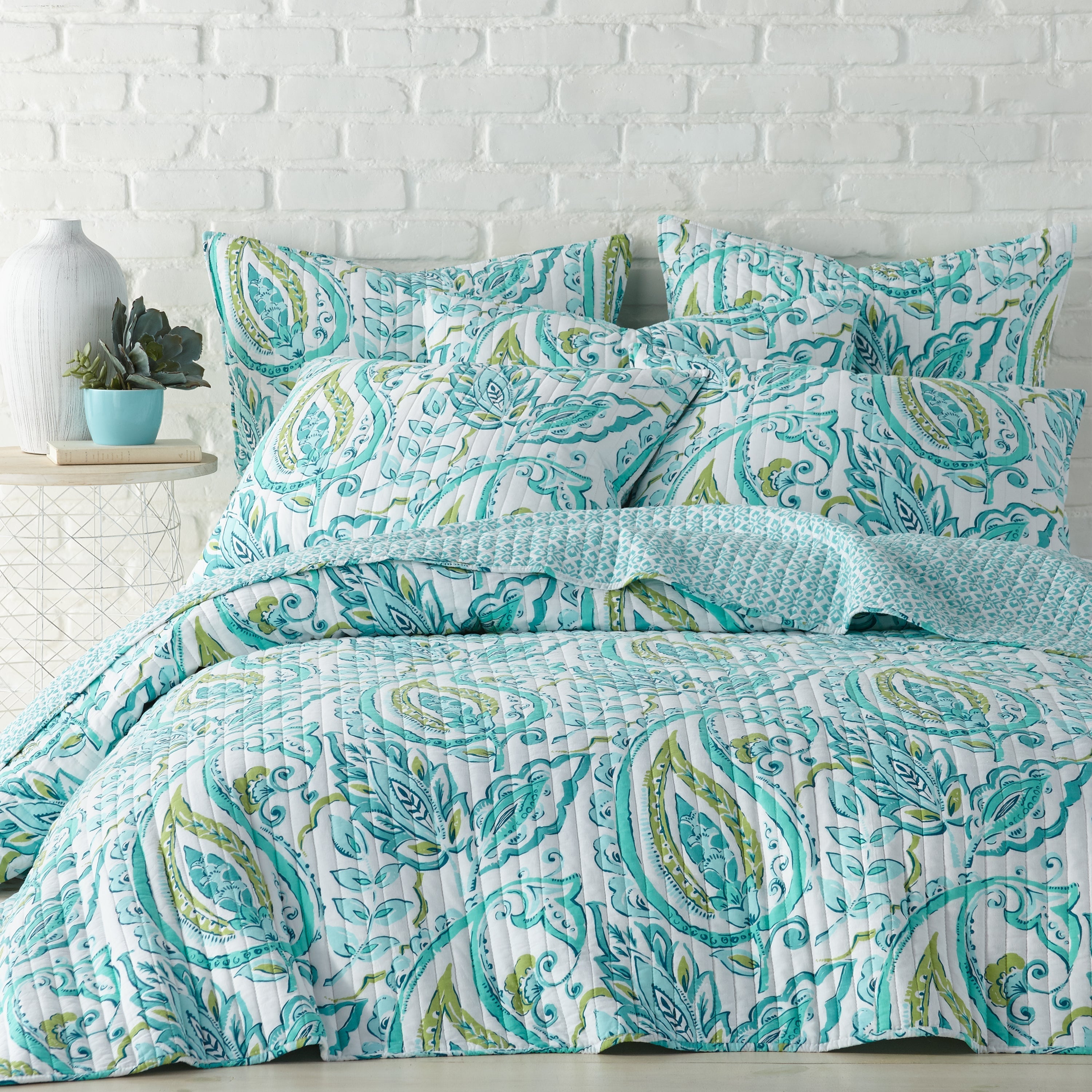 Levtex Home Tamsin Teal Euro Sham Set Euro Shams
