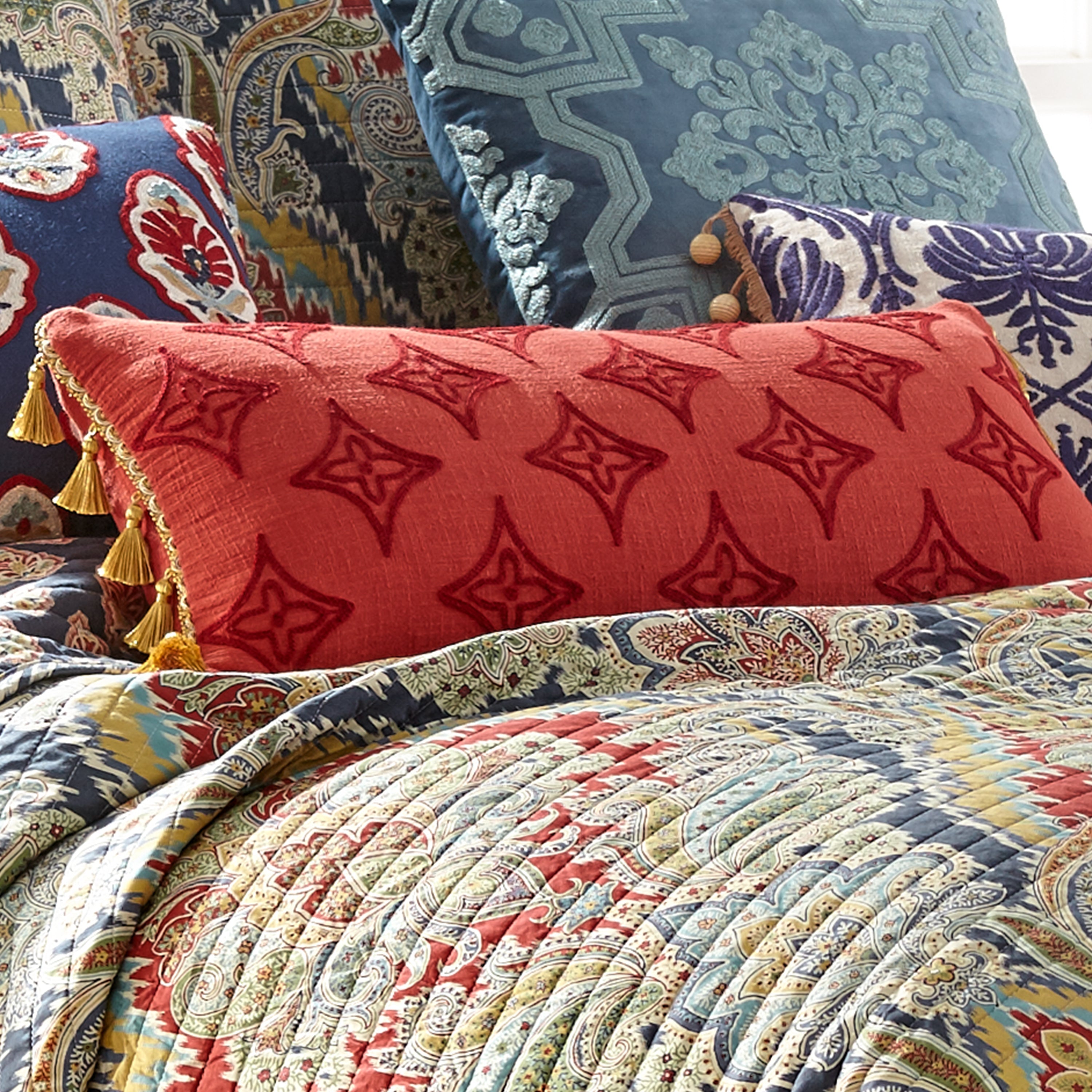 Levtex Home Moreno Red Tassel Pillow Decorative Pillows