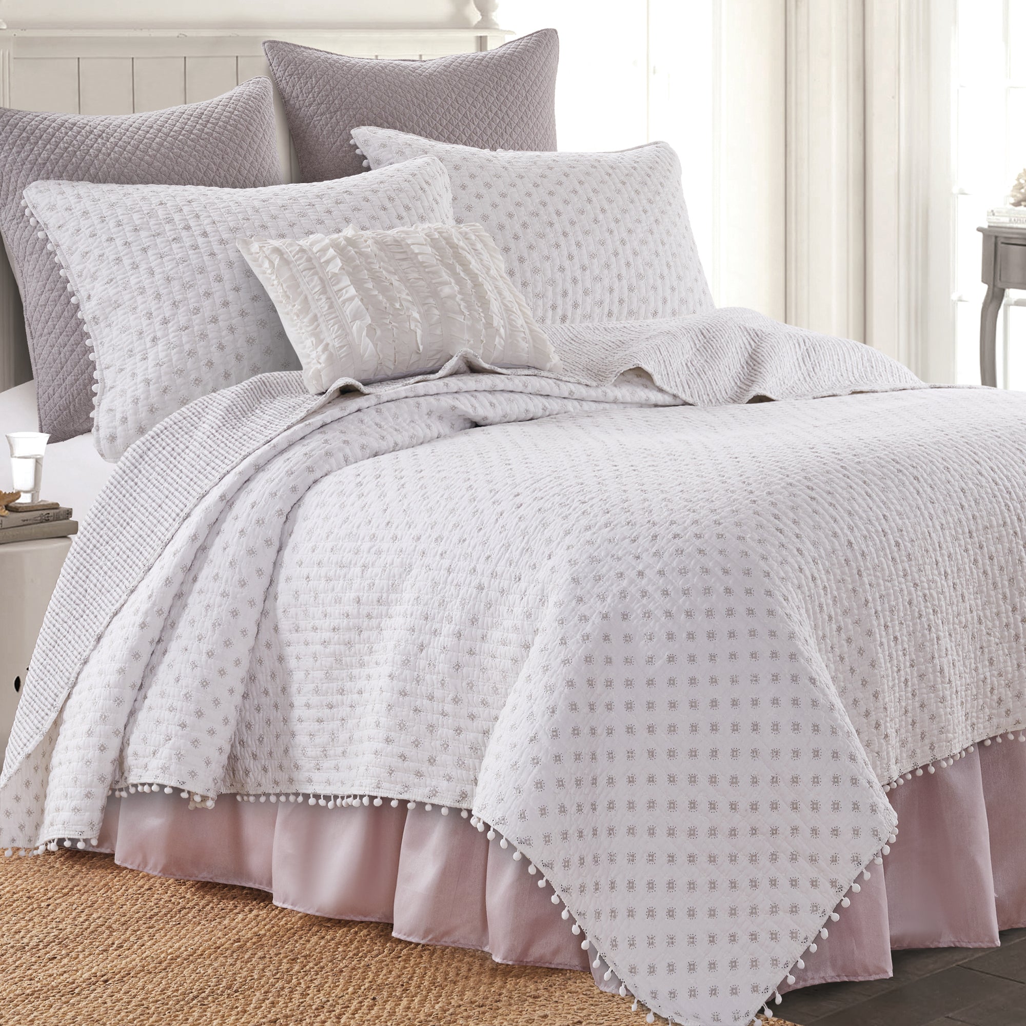 Levtex Home Lilac Faux Silk Dust Ruffle Dust Ruffles