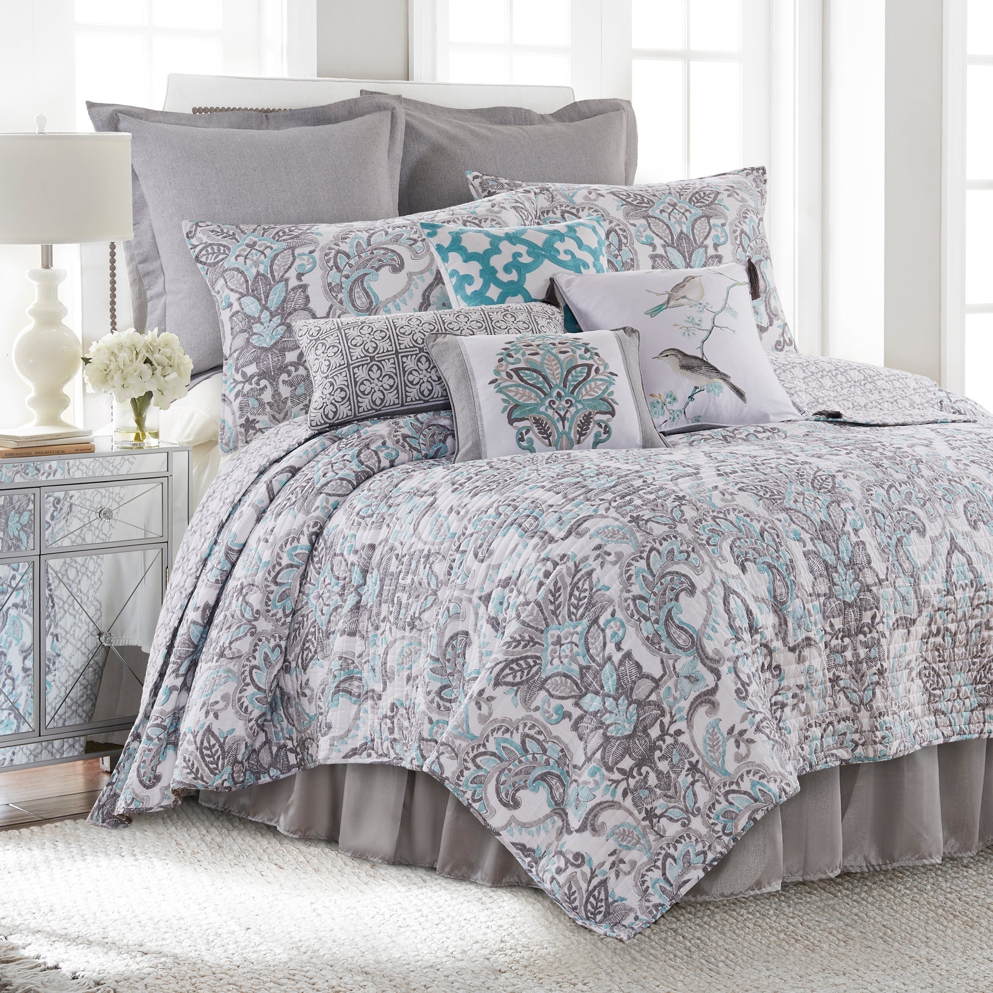 Levtex Home Grey Faux Silk Dust Ruffle Dust Ruffles
