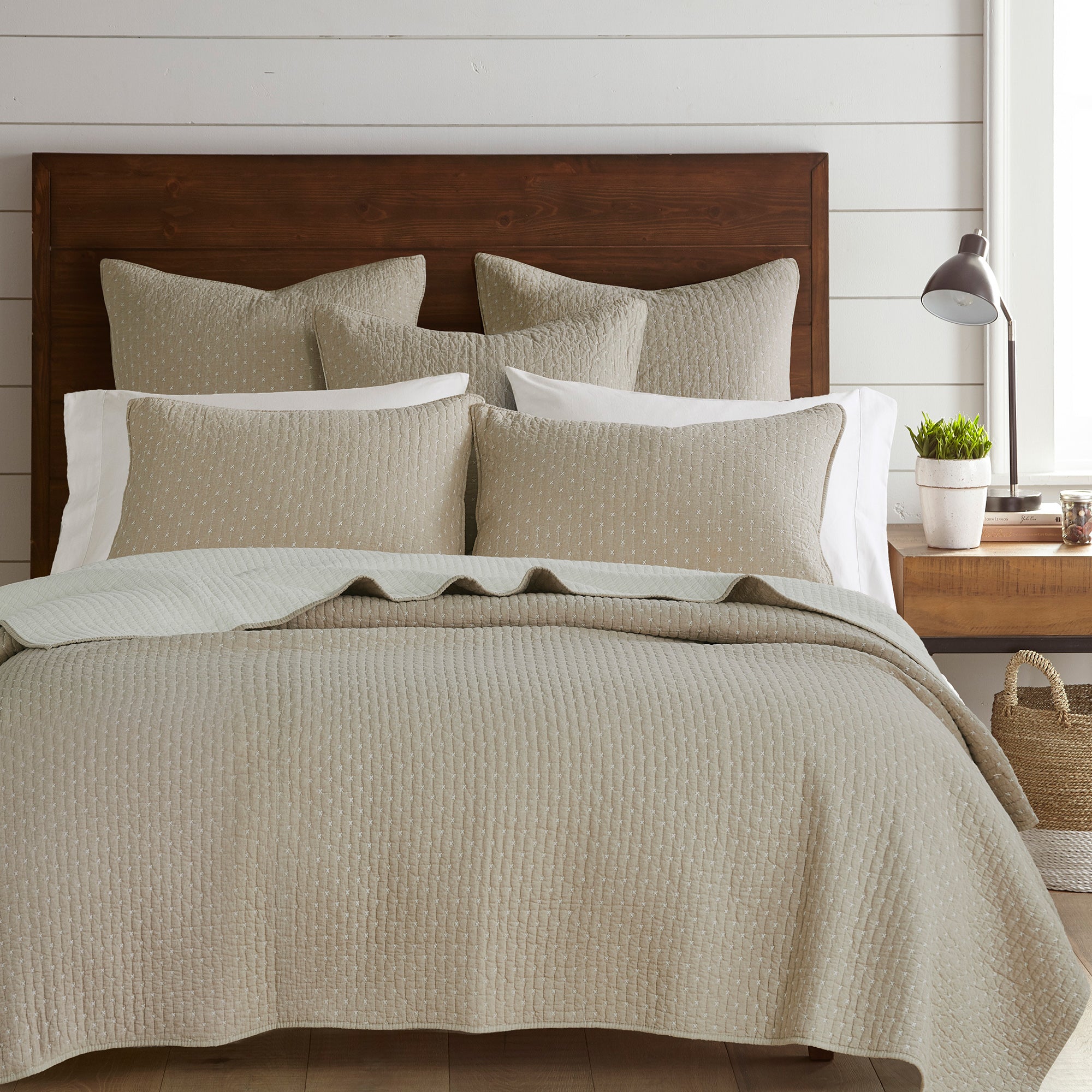 Levtex Home Cross Stitch Euro Sham Set of 2 Euro Shams