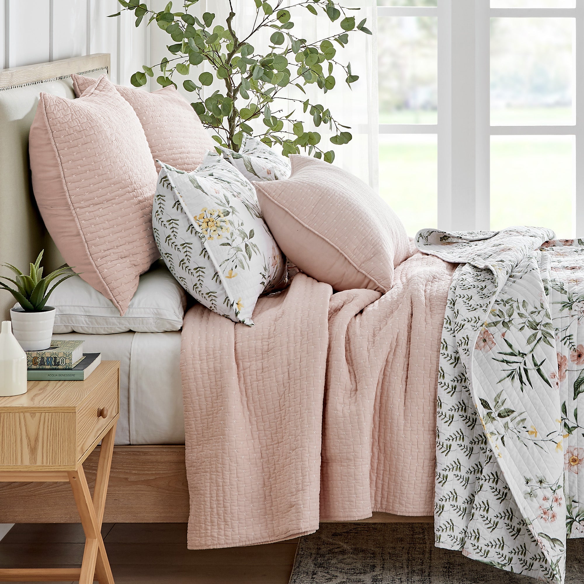 Levtex Home Cross Stitch Euro Sham Set of 2 Euro Shams