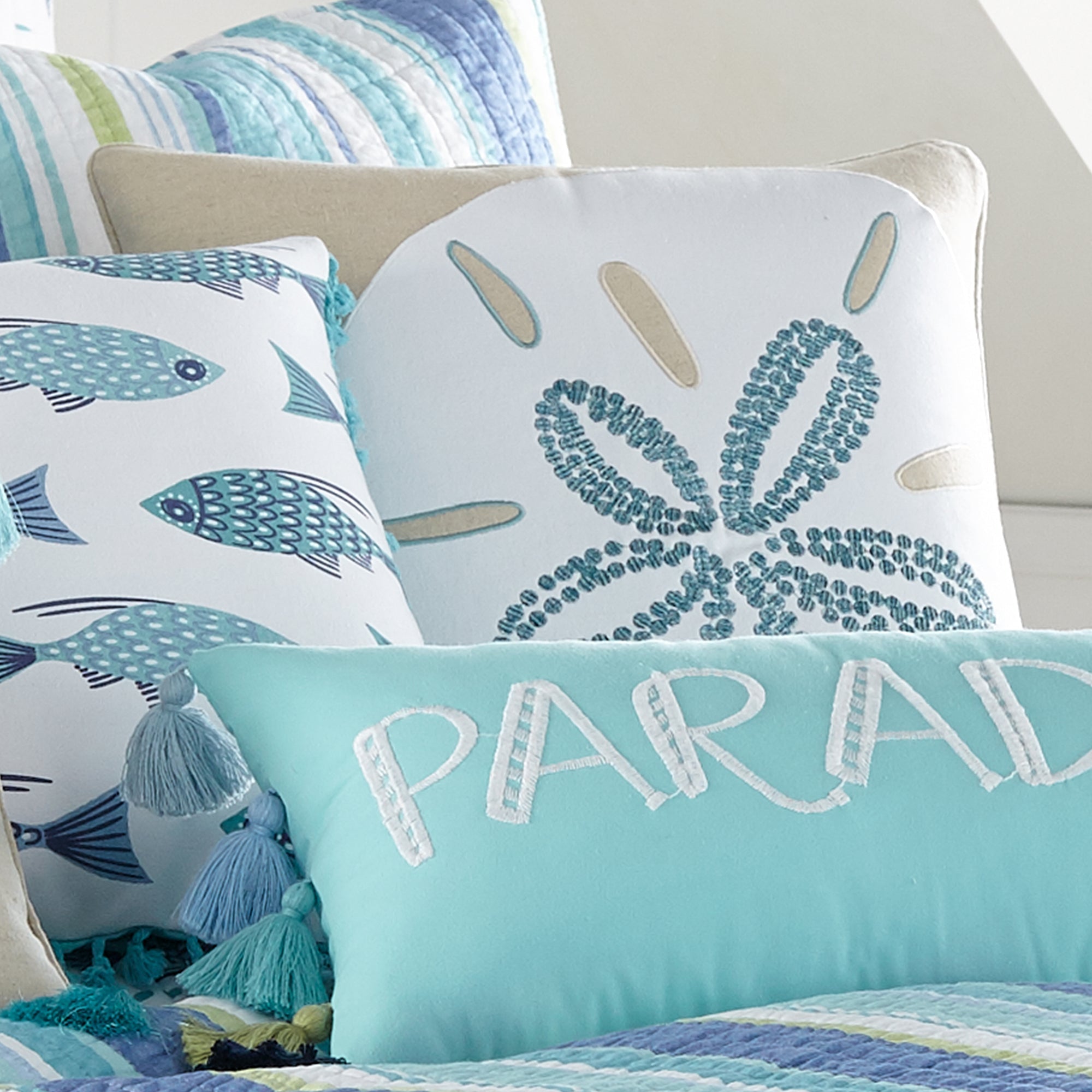 Levtex Home Laida Beach Flower Pillow Decorative Pillows