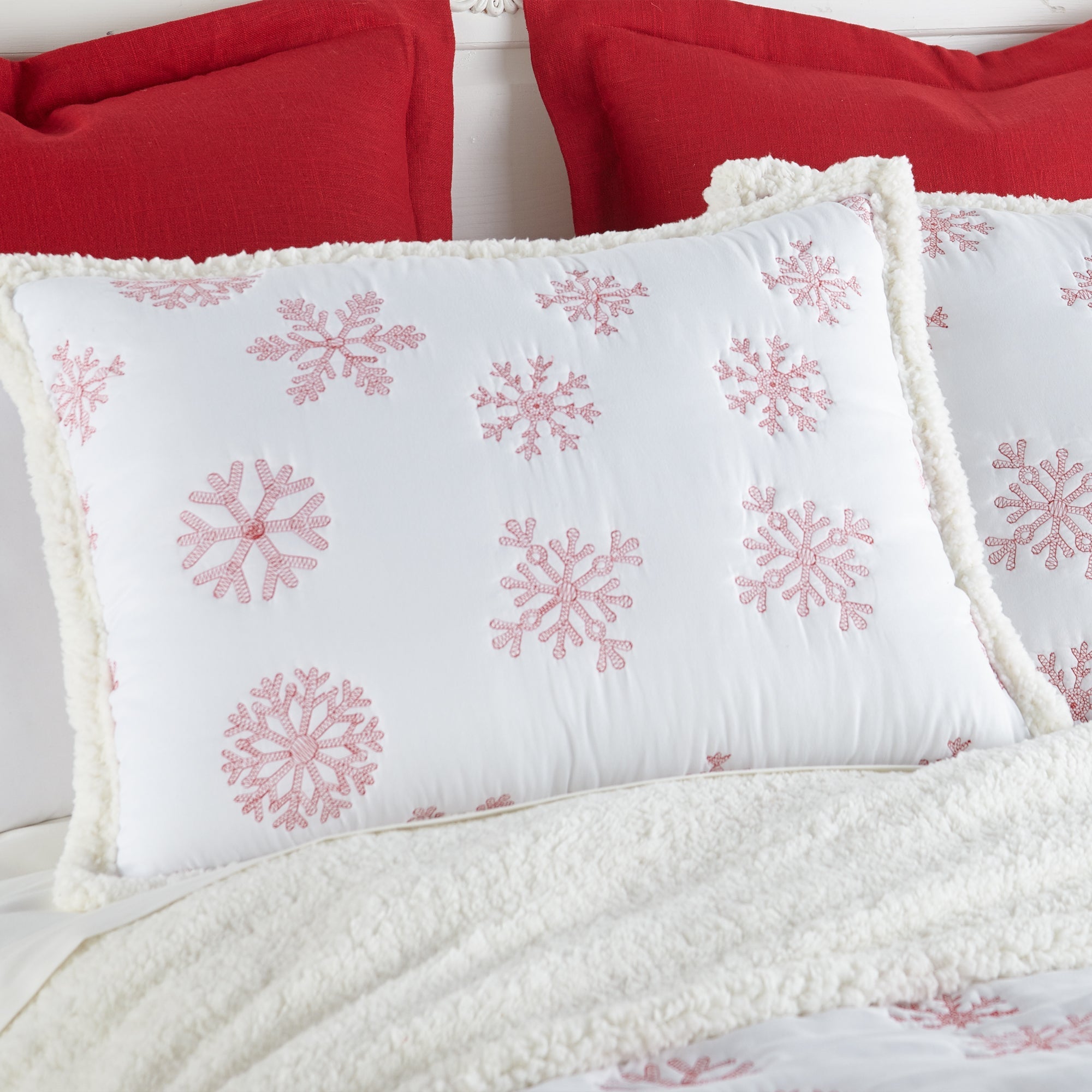 Levtex Home Red Snowflake Sherpa Quilt Set Quilts