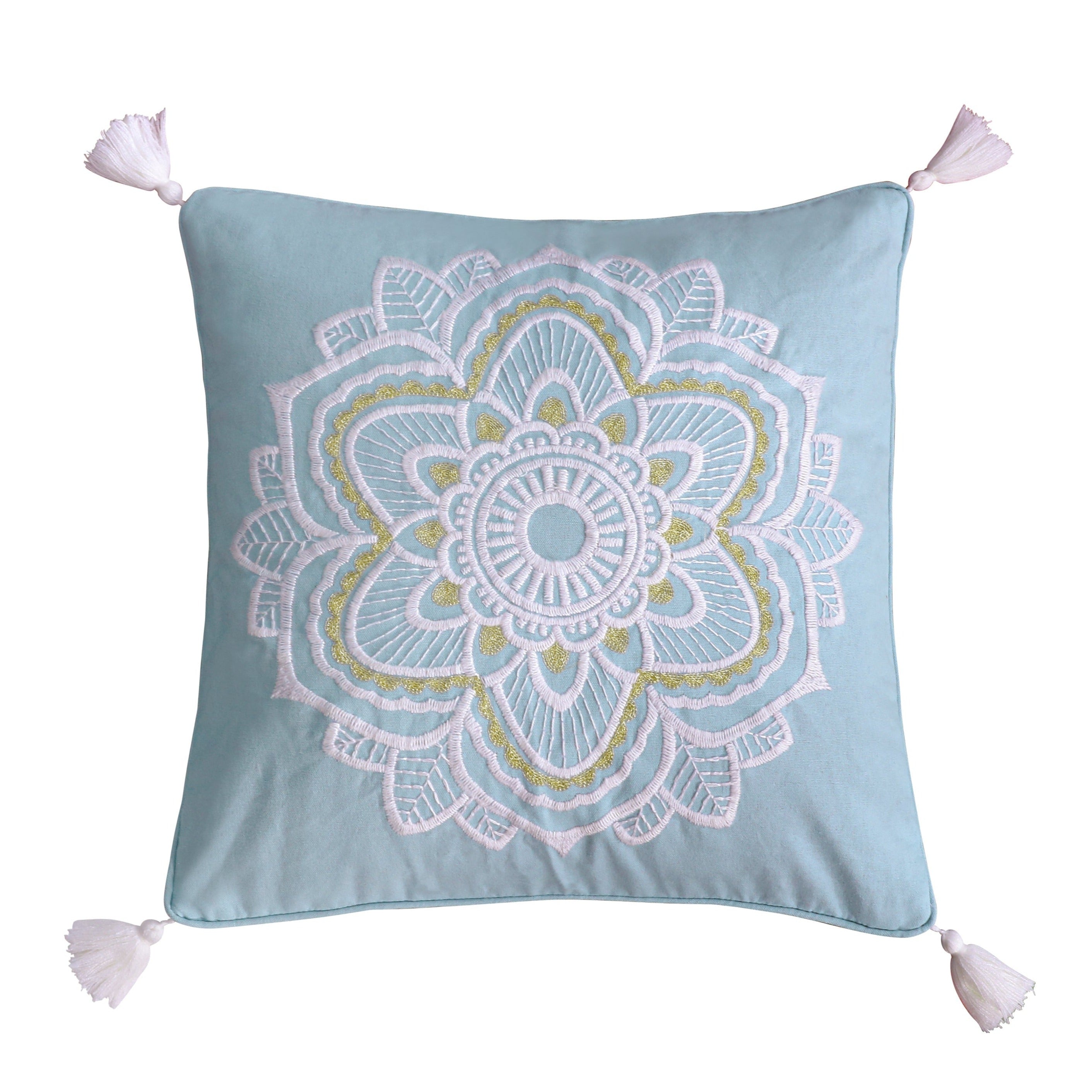 Levtex Home Angelica Linen Medallion Tassel Pillow Decorative Pillows