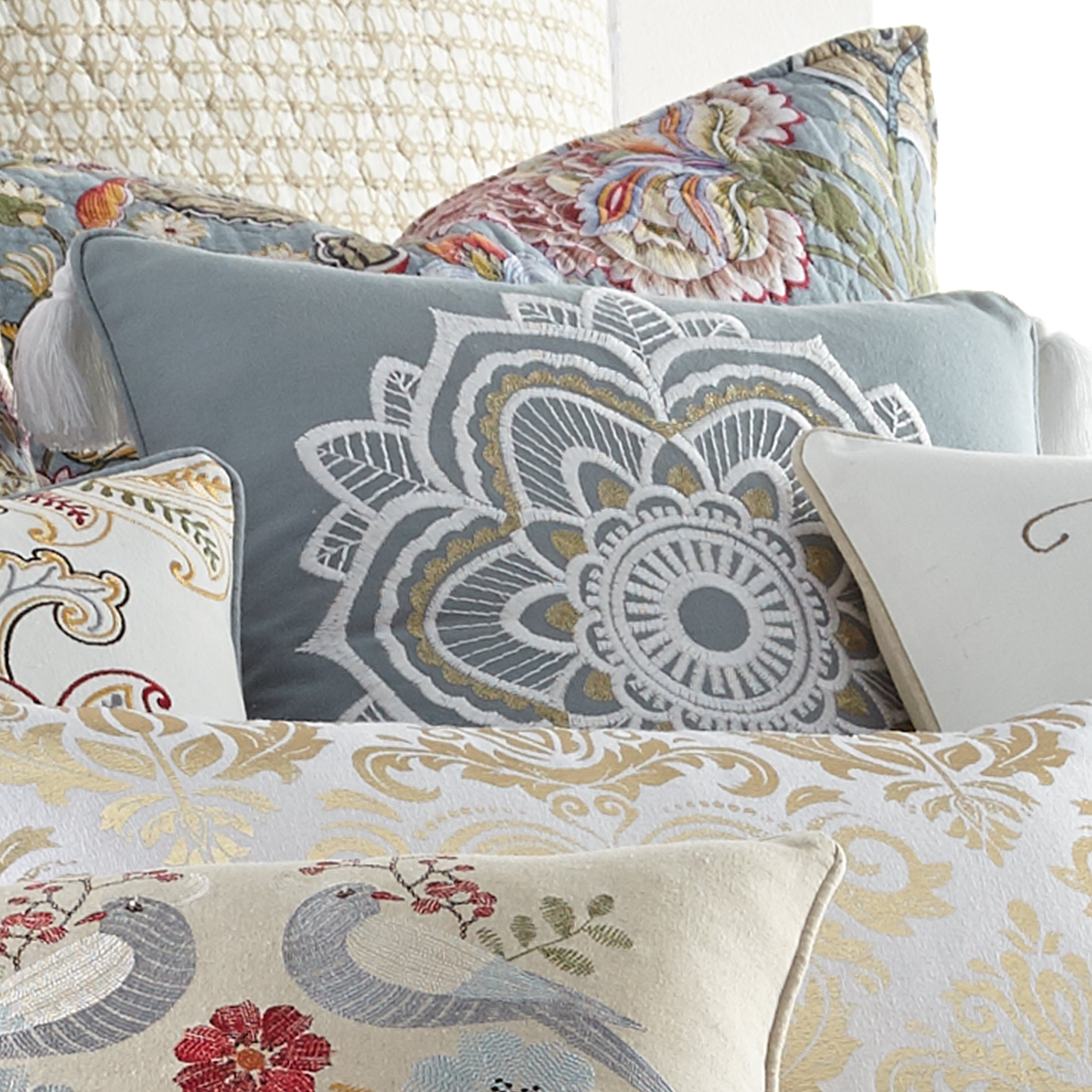 Levtex Home Angelica Linen Medallion Tassel Pillow Decorative Pillows
