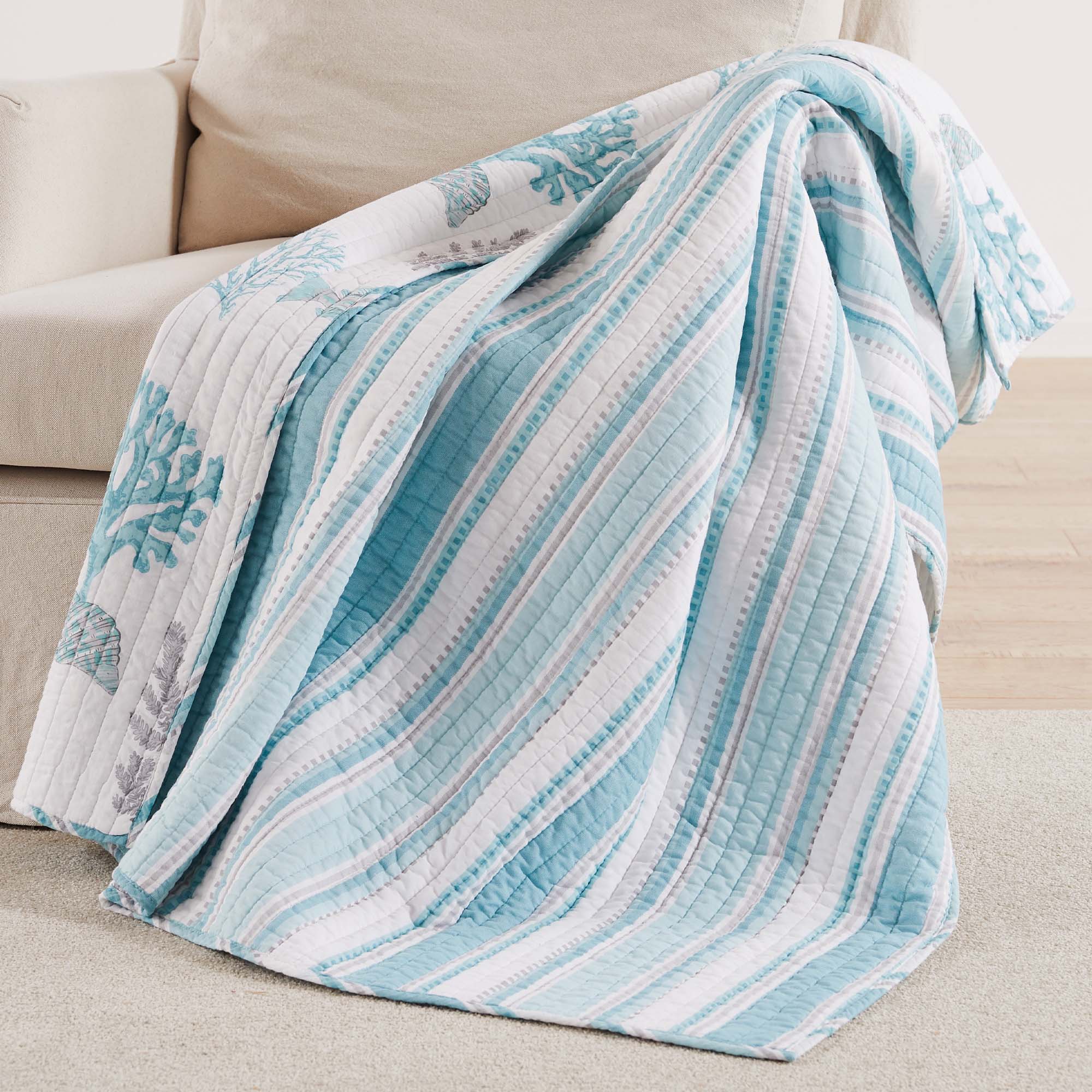 Levtex Home Cape Coral Stripe Quilted Throw Throws