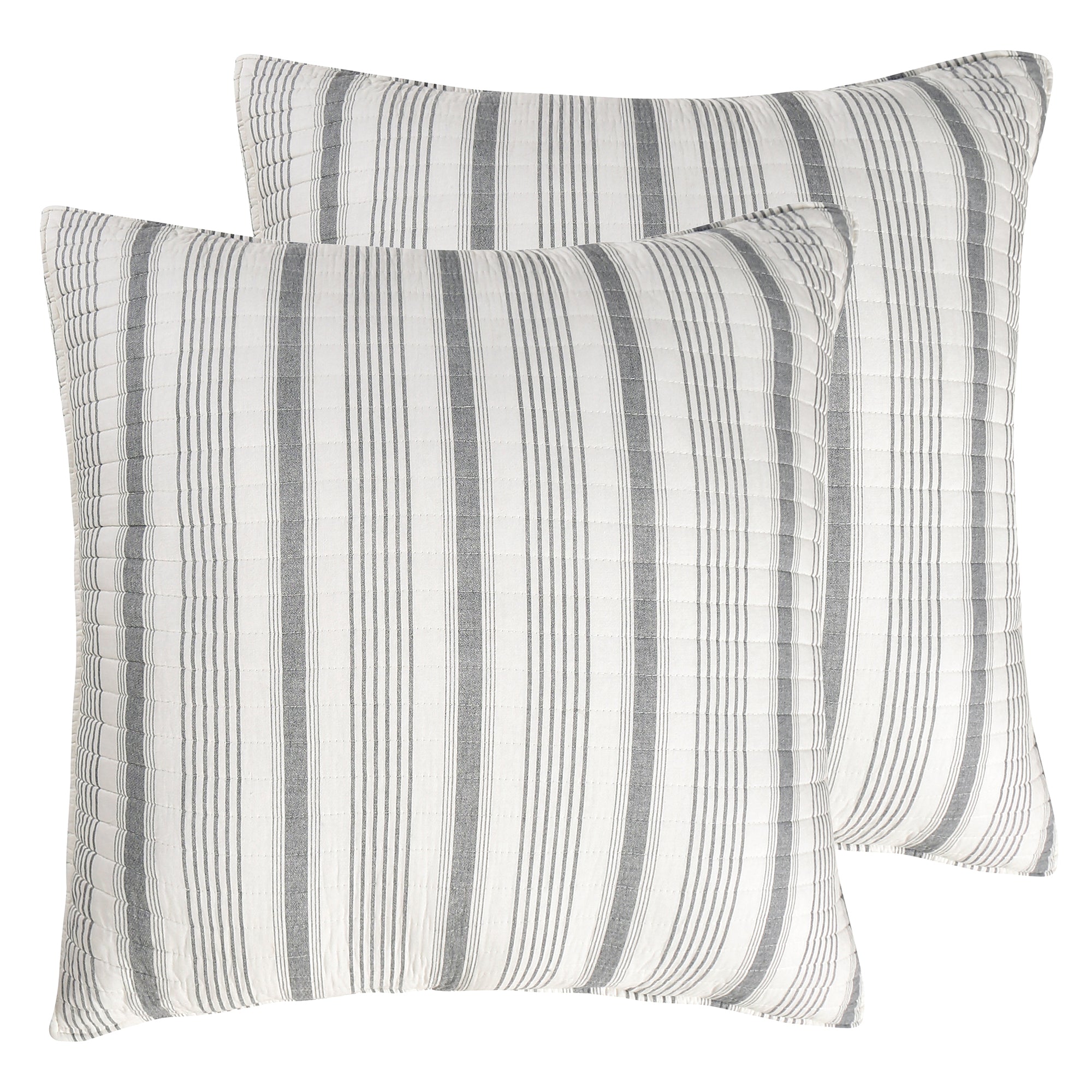 Levtex Home Camden Grey Euro Sham Set of 2 - Quilt back Stripe Euro Shams