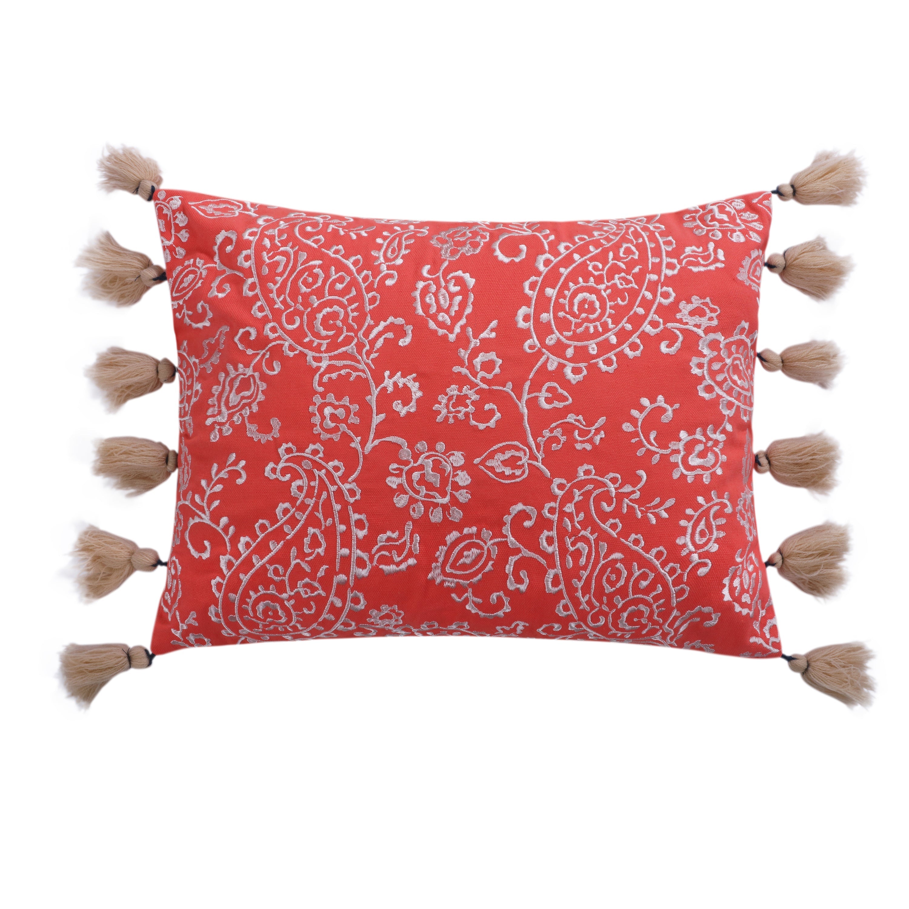 Levtex Home Caperoad Embroidered Pillow with Tassels Decorative Pillows