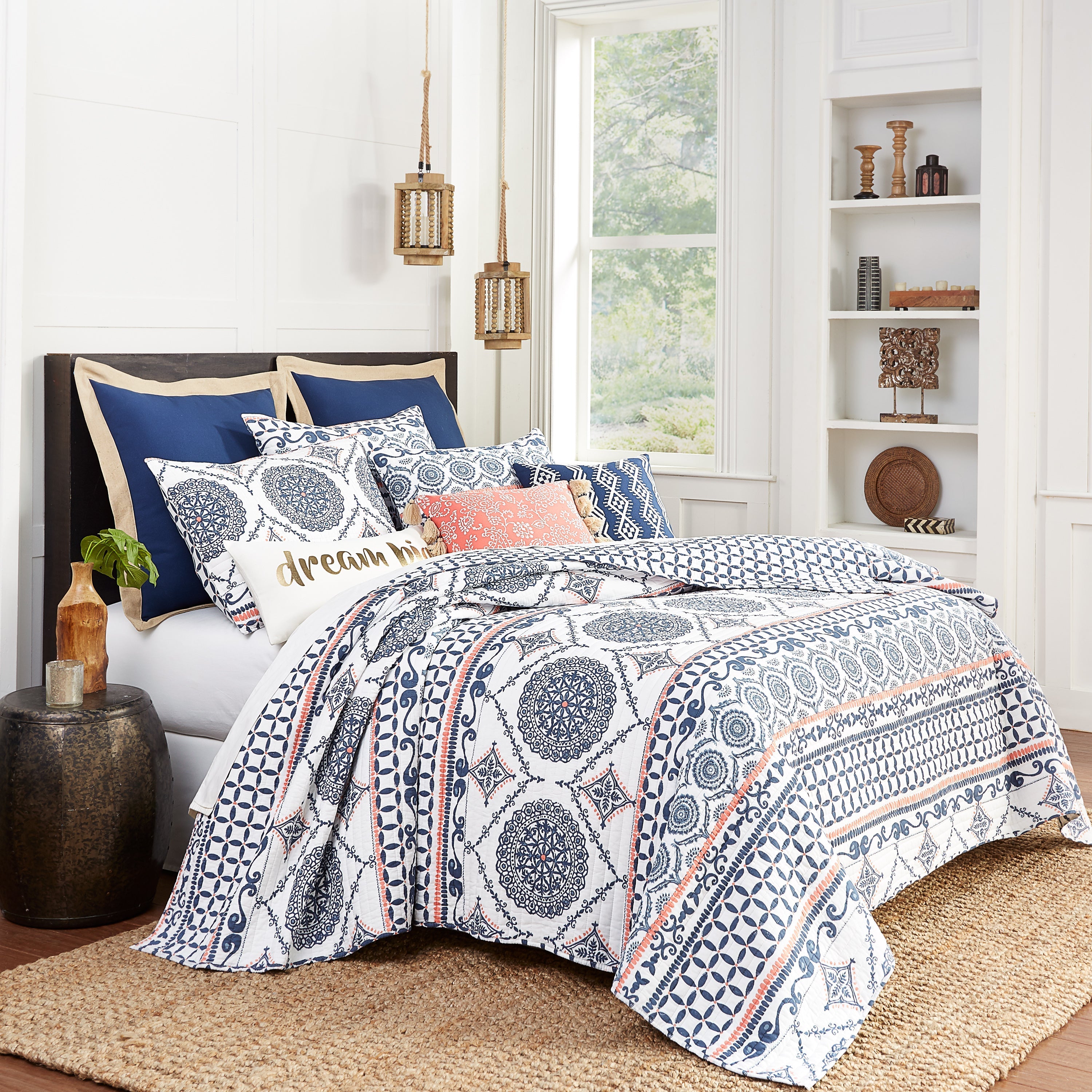 Levtex Home Caperoad Embroidered Pillow with Tassels Decorative Pillows