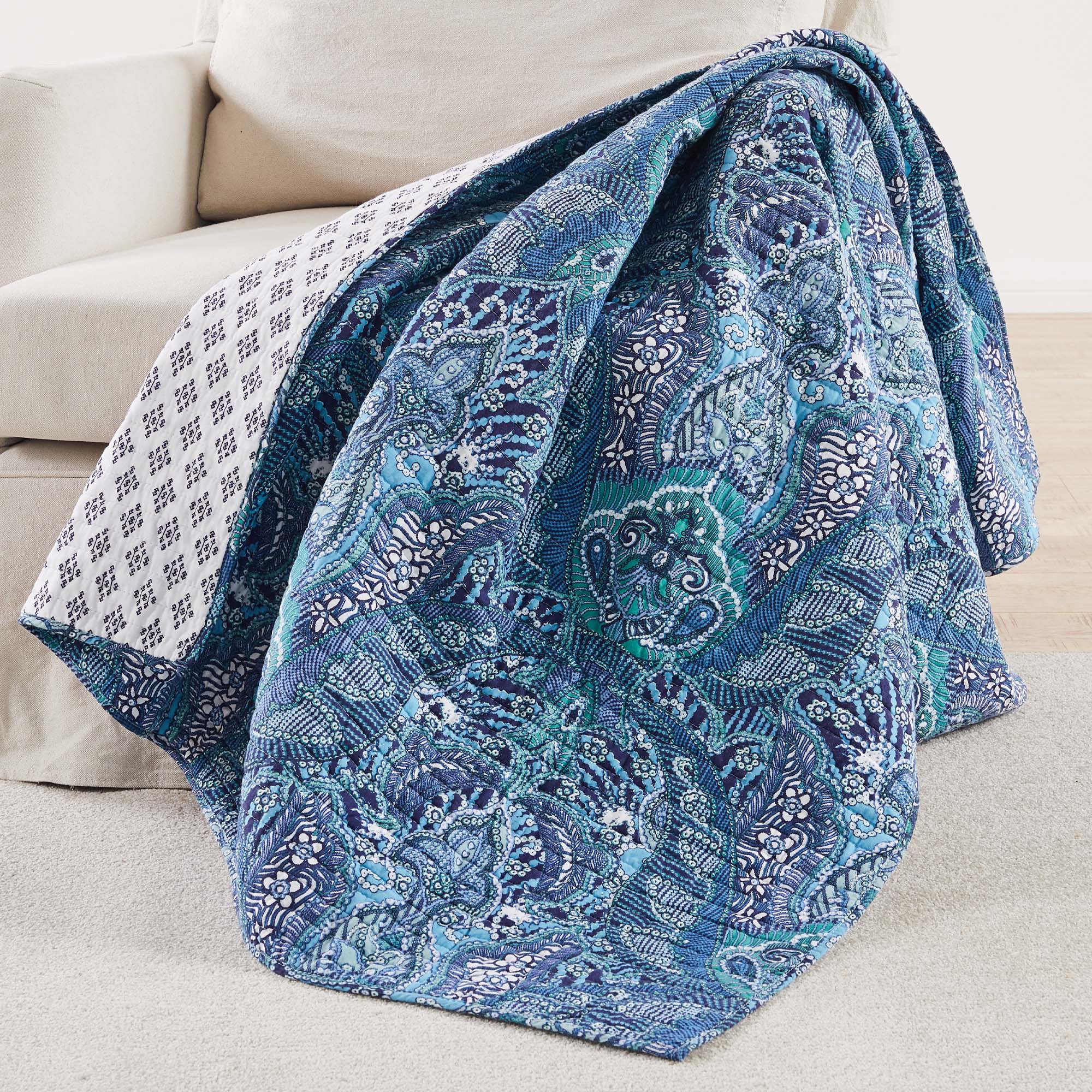Levtex Home Bellamy Teal Quilted Throw Throws