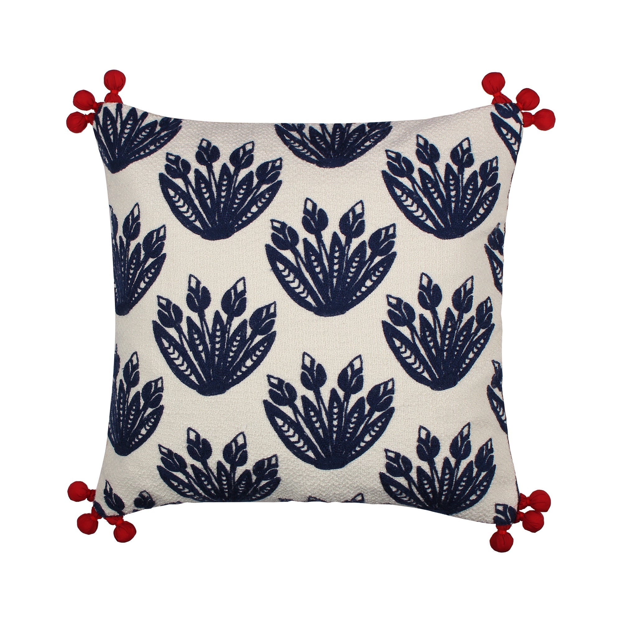 Levtex Home Nanette Crewel Pom Pillow Decorative Pillows