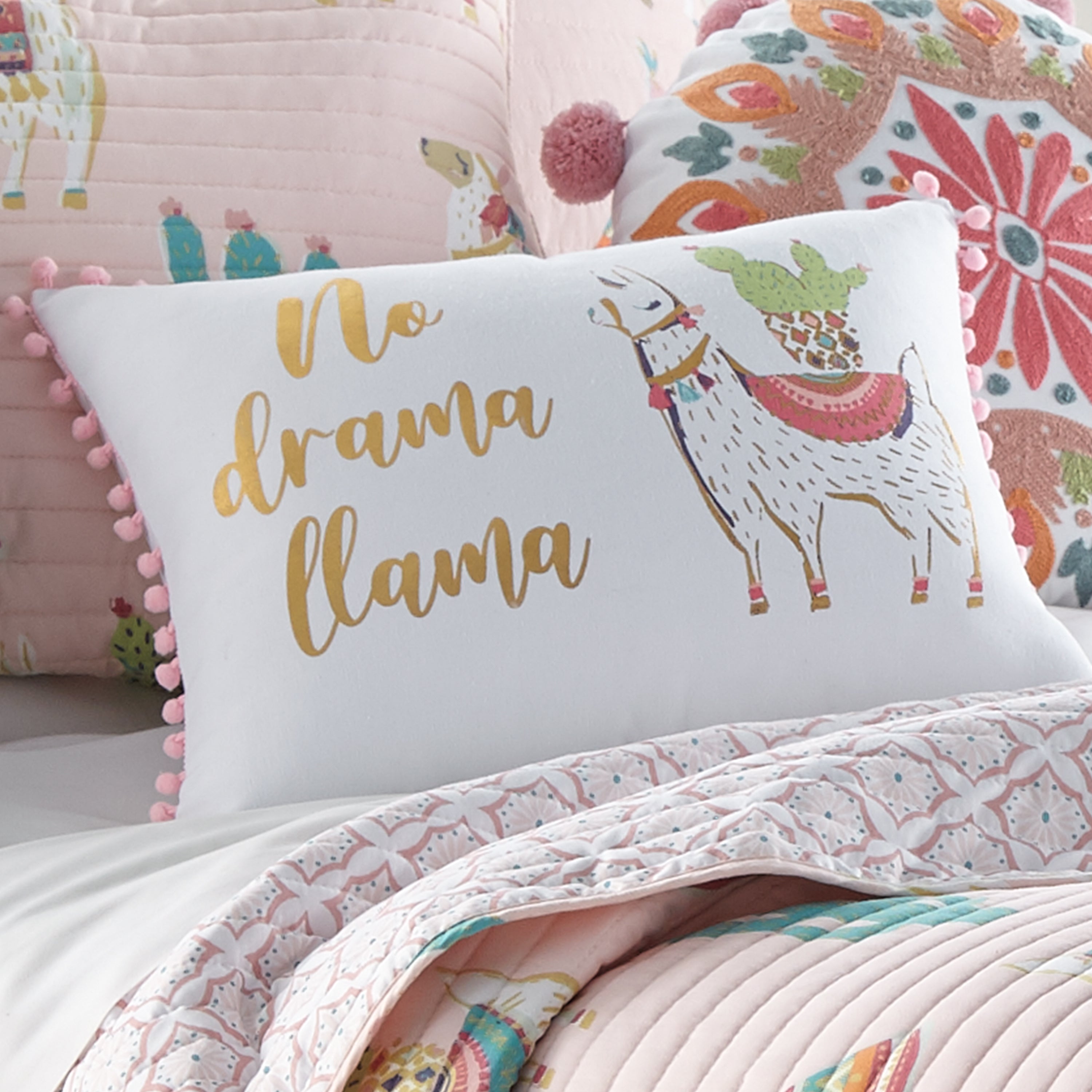 Levtex Home Lima Llama No Drama Llama Pillow Kids Decorative Pillows