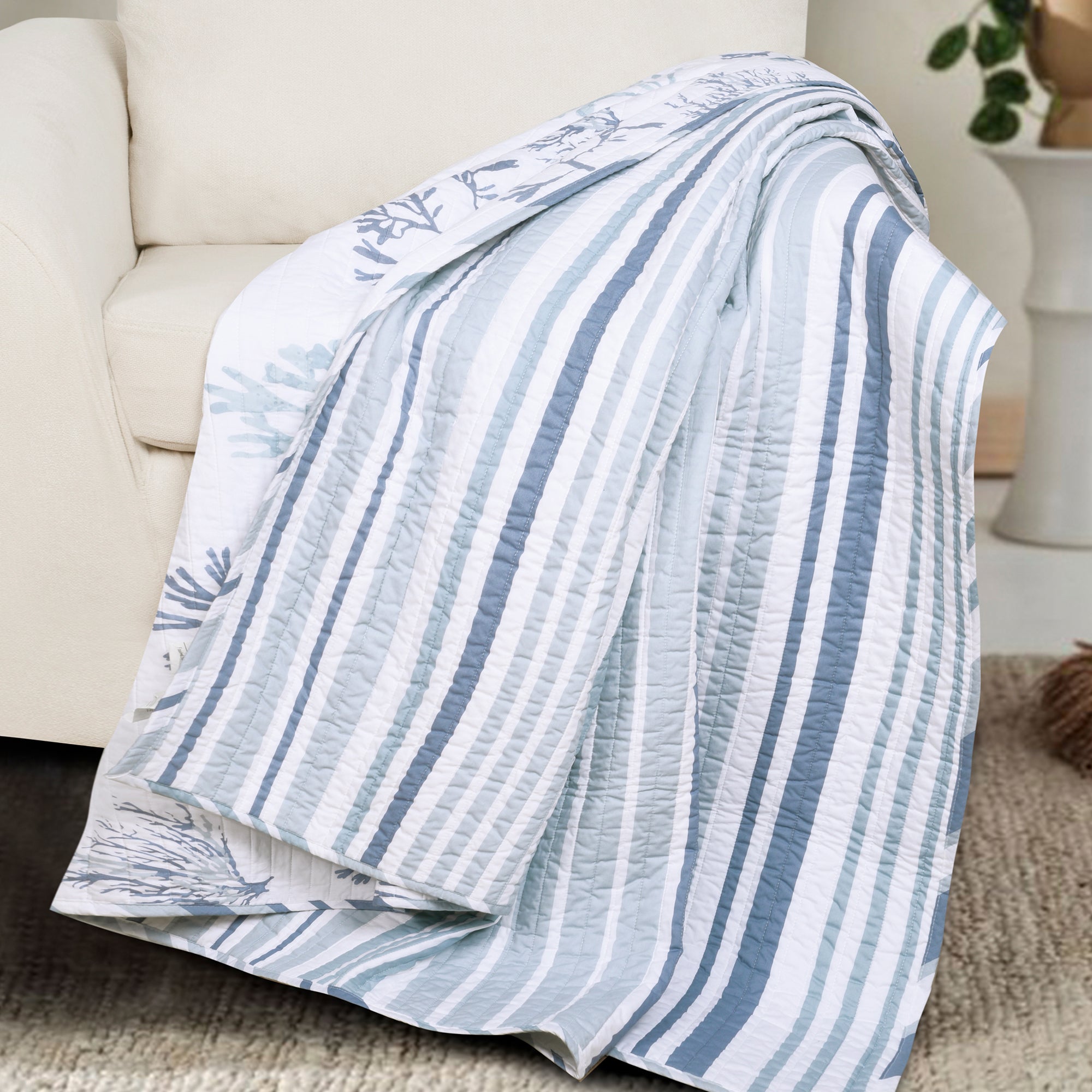 Levtex Home Truro Stripe Quilted Throw Throws