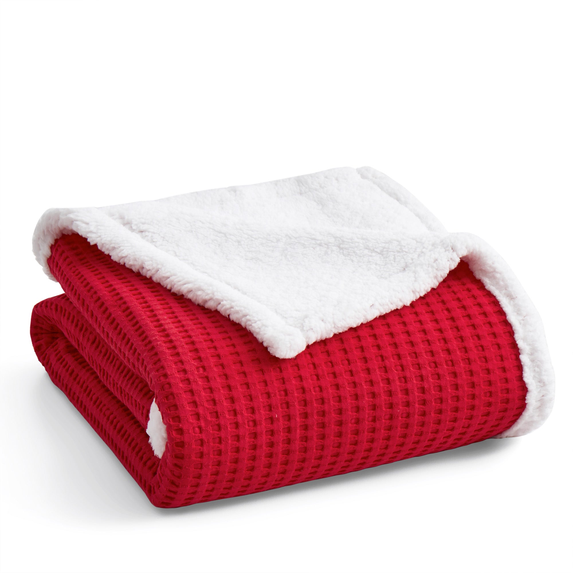 Mills Waffle Red Sherpa Throw
