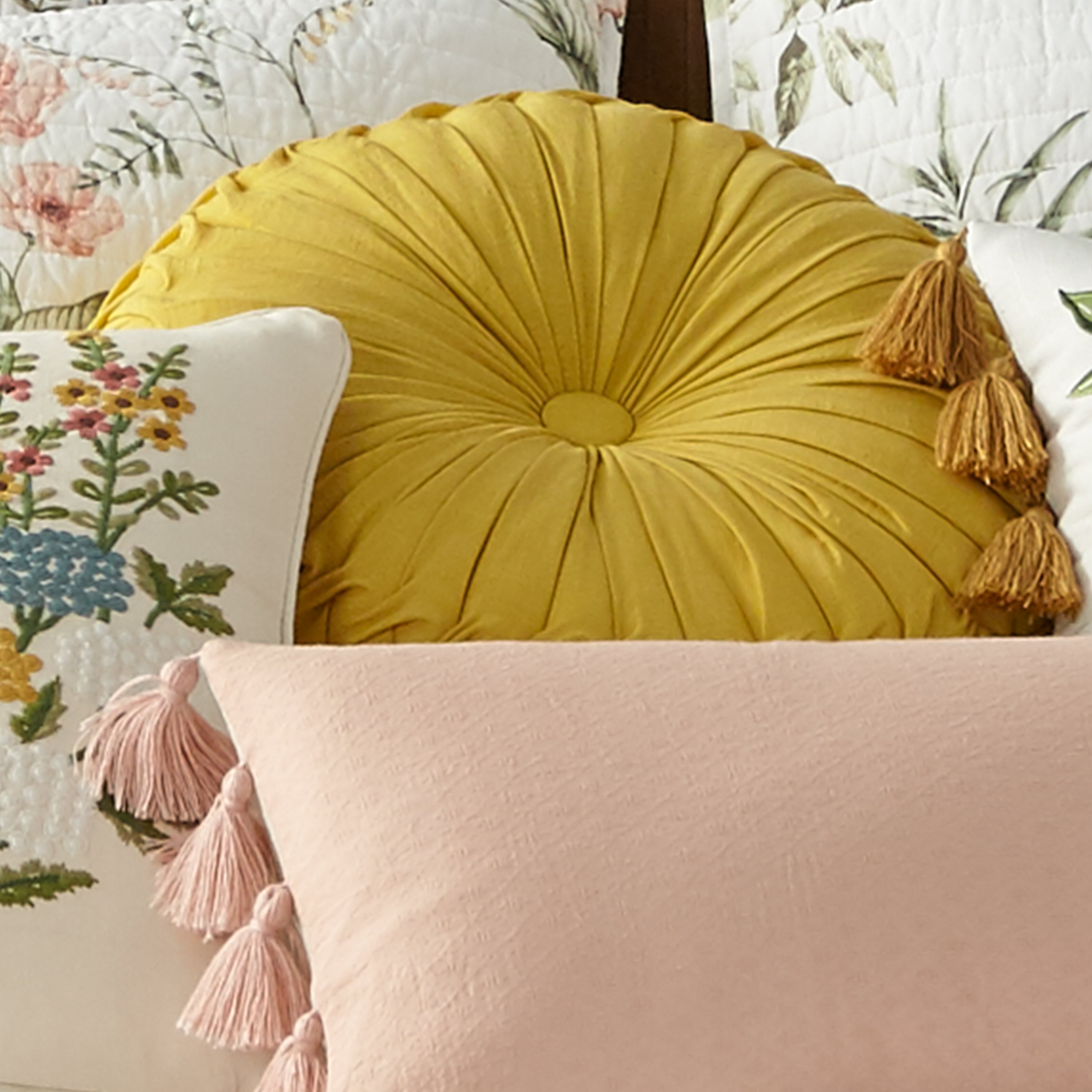 Levtex Home Viviana Round Ochre Pillow Decorative Pillows