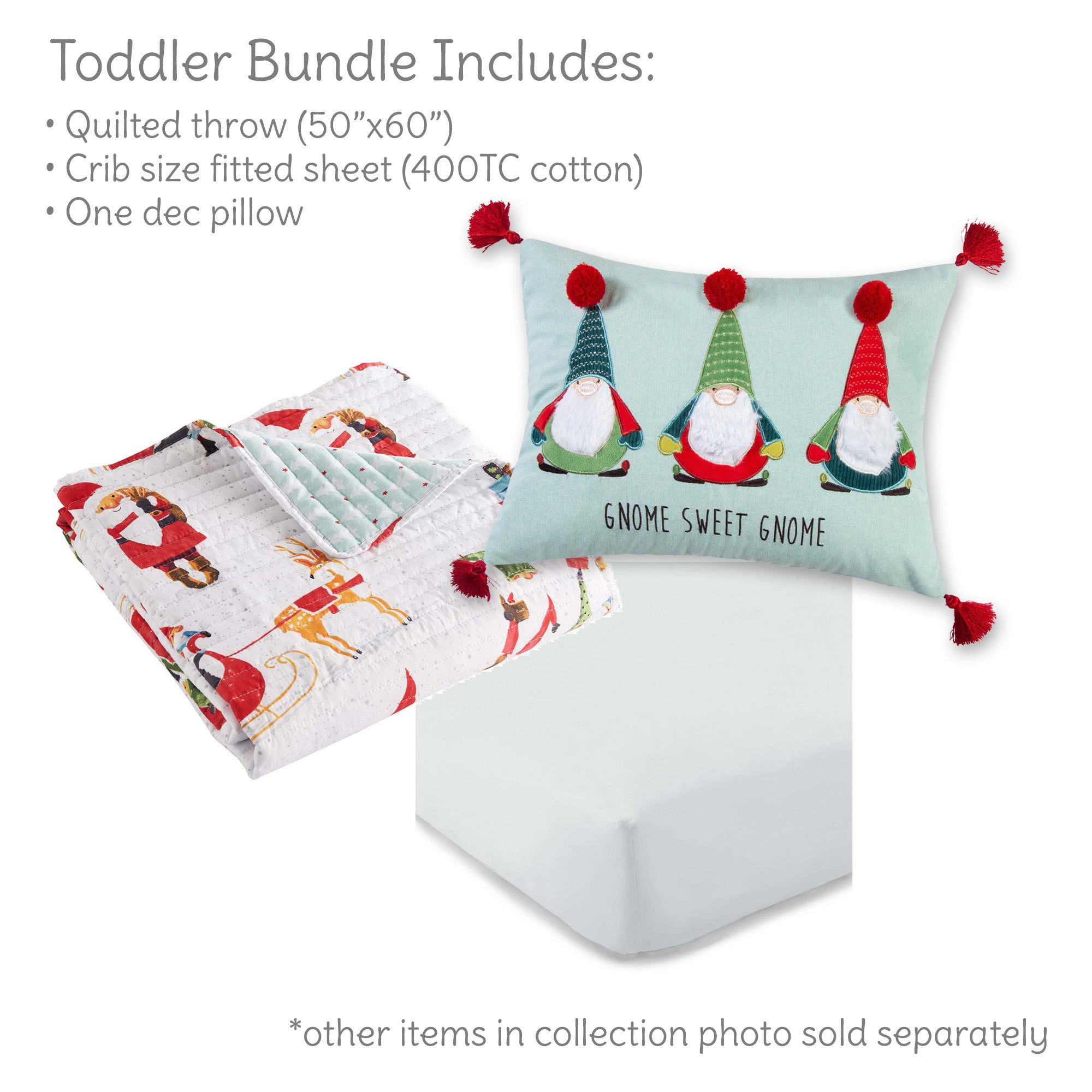 Levtex Home Gnome for the Holidays 3-Piece Toddler Bedding Set Toddler Sets