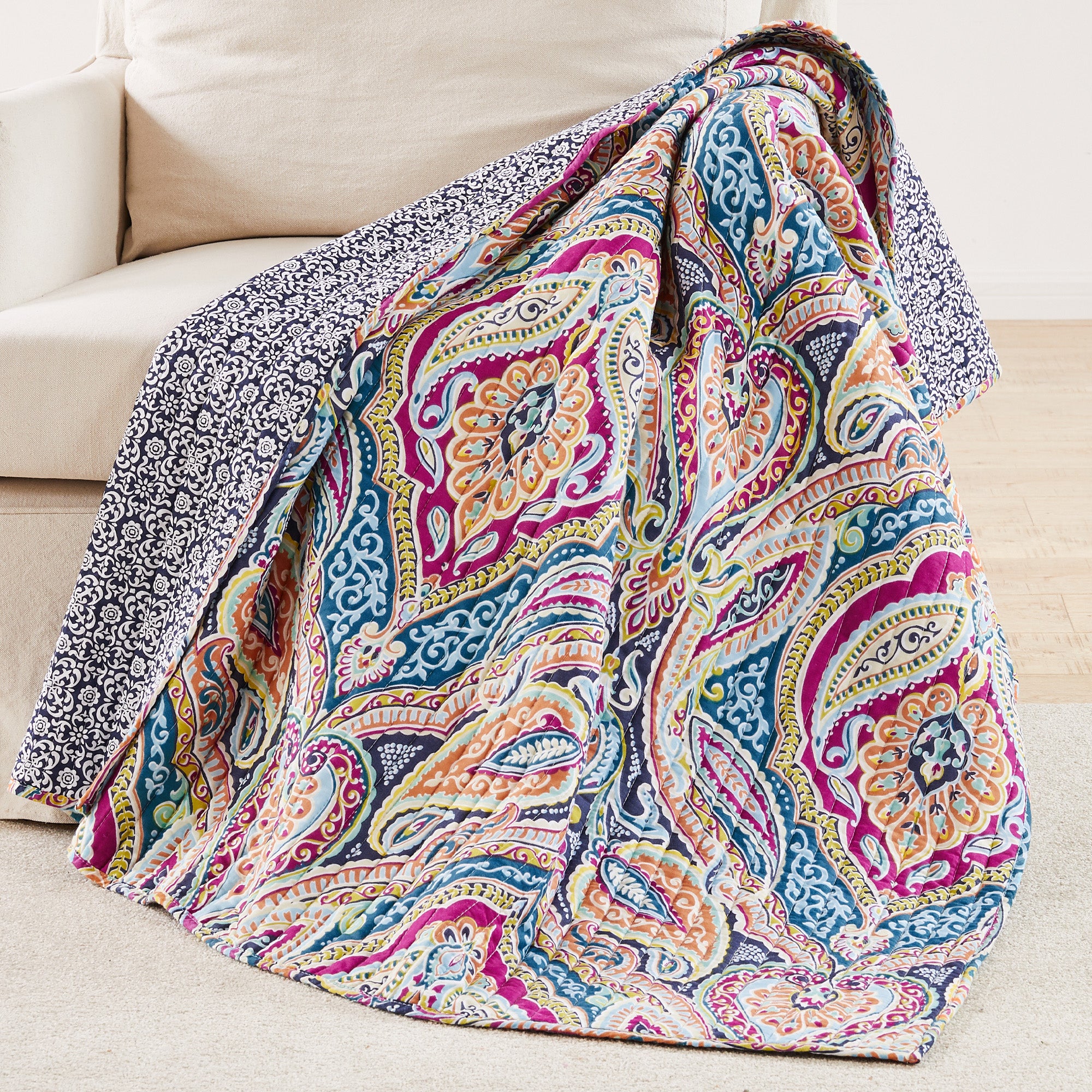 Levtex Home Magnolia Navy Quilted Throw Throws