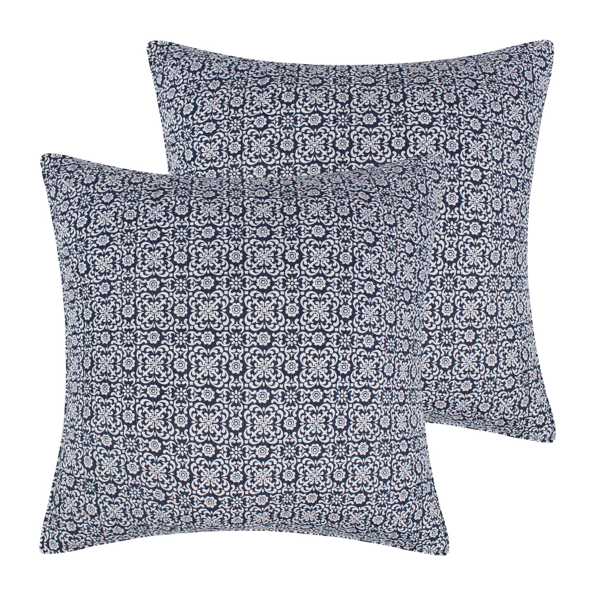 Levtex Home Magnolia Navy Euro Sham Set of 2 Euro Shams