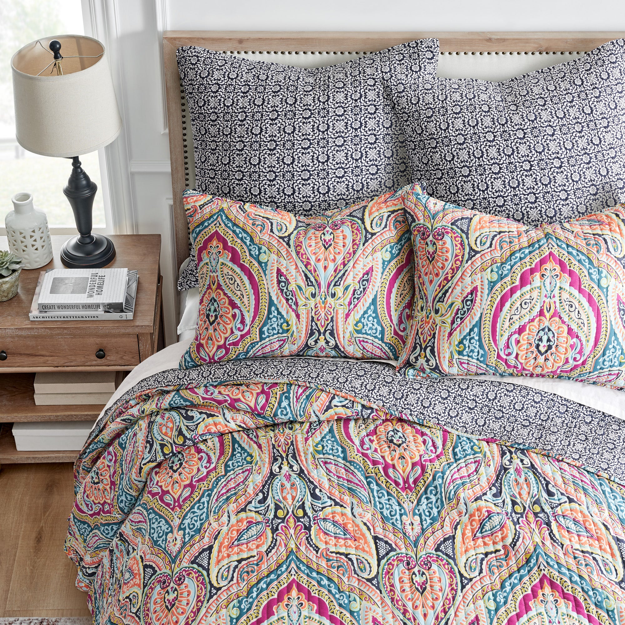 Levtex Home Magnolia Navy Euro Sham Set of 2 Euro Shams
