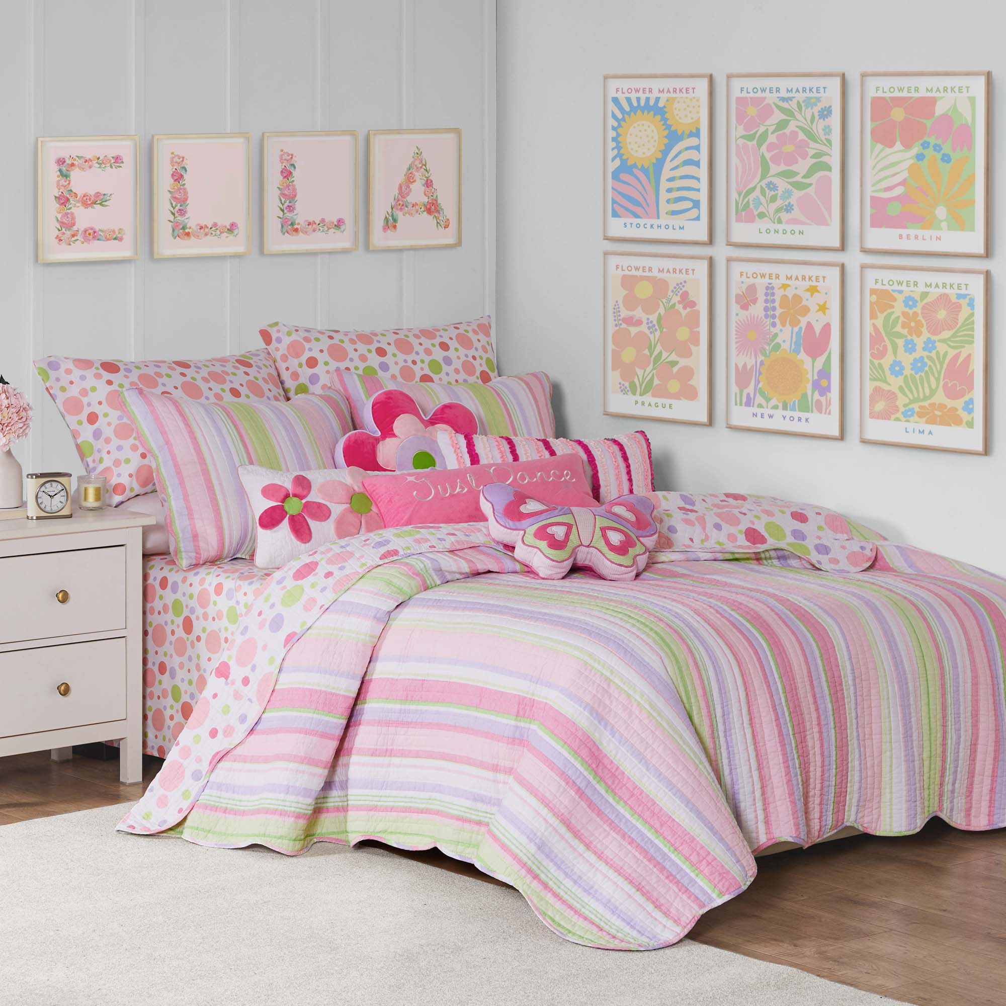 Levtex Home Merrill Stripe Girl Quilt Set Kids Quilts