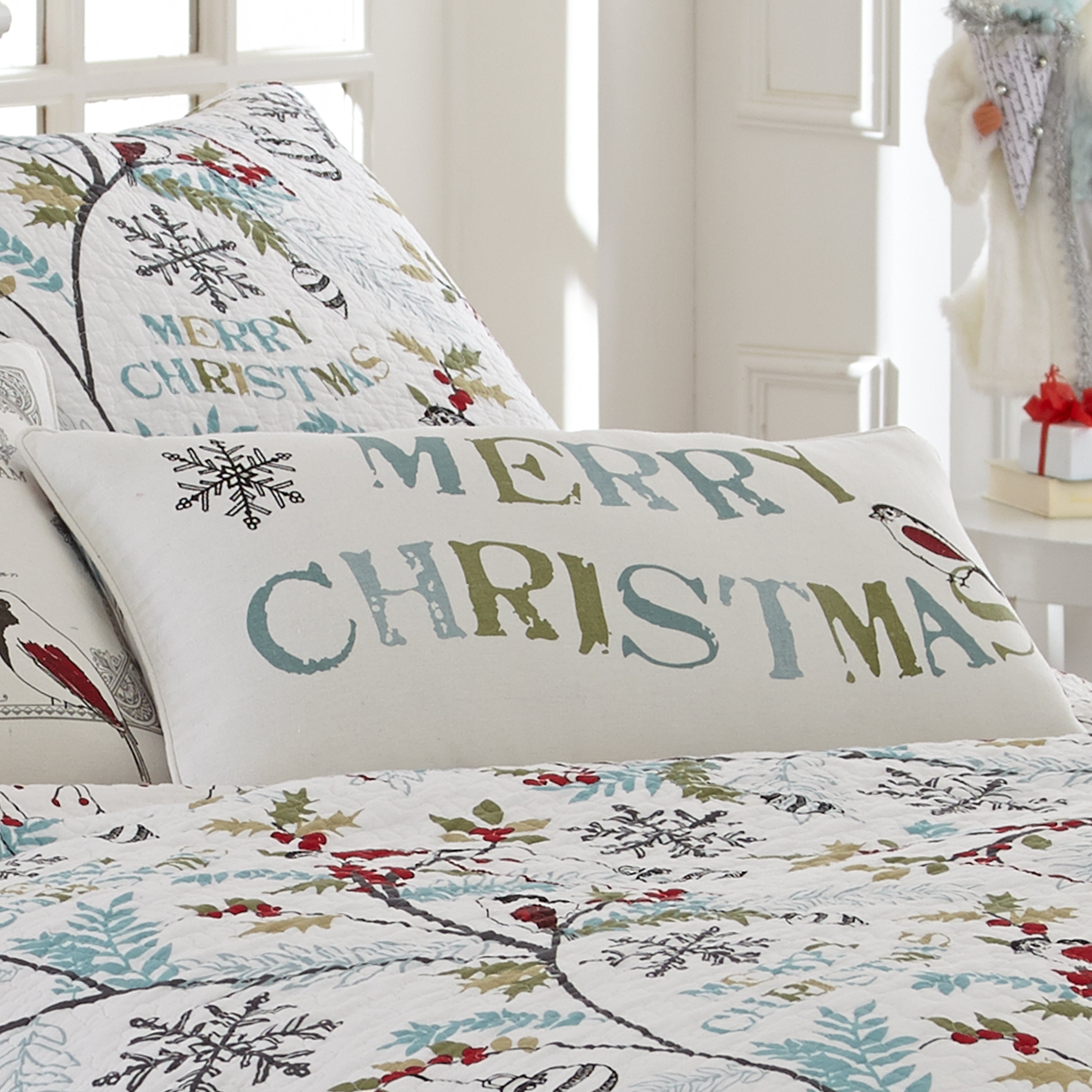 Levtex Home Holly Merry Christmas Pillow Decorative Pillows
