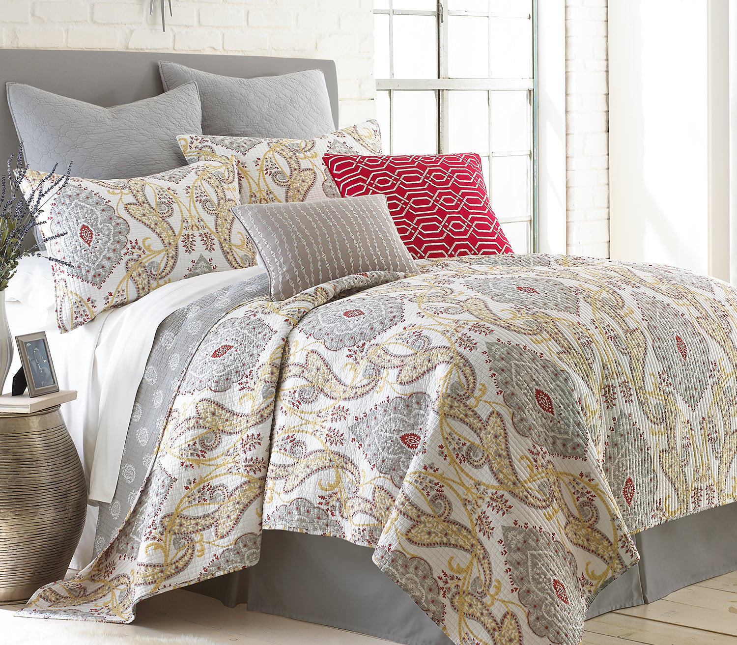 Levtex Home Assam Silver Foil Grey Pillow Decorative Pillows