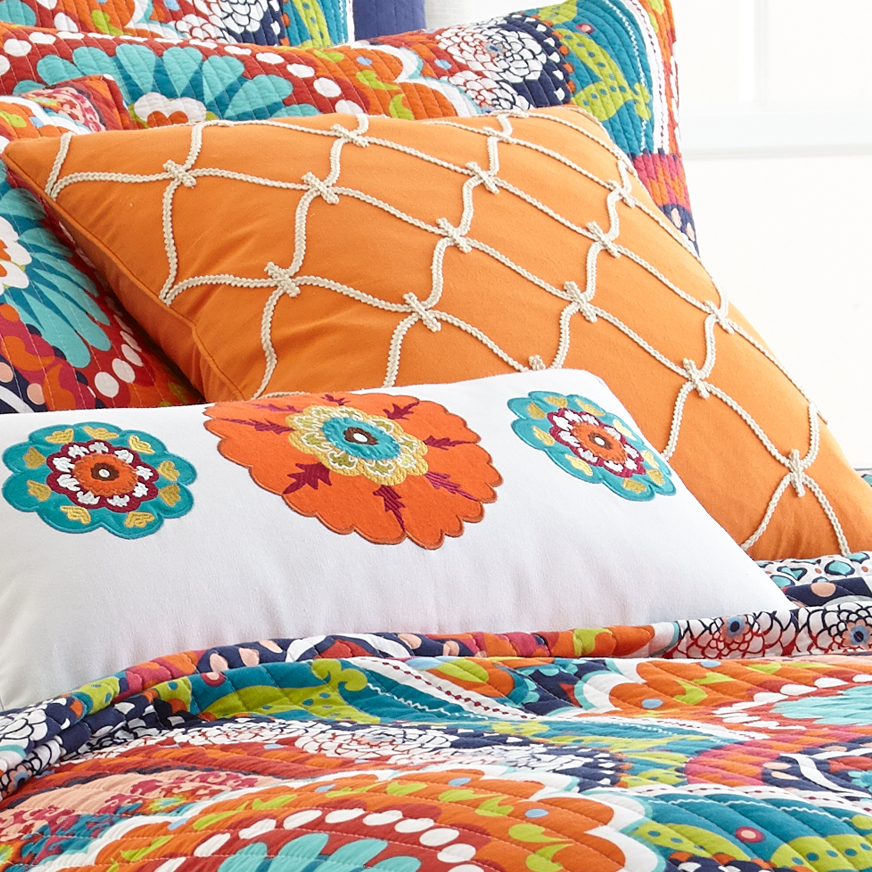 Levtex Home Serendipity Orange Rope Pillow Decorative Pillows