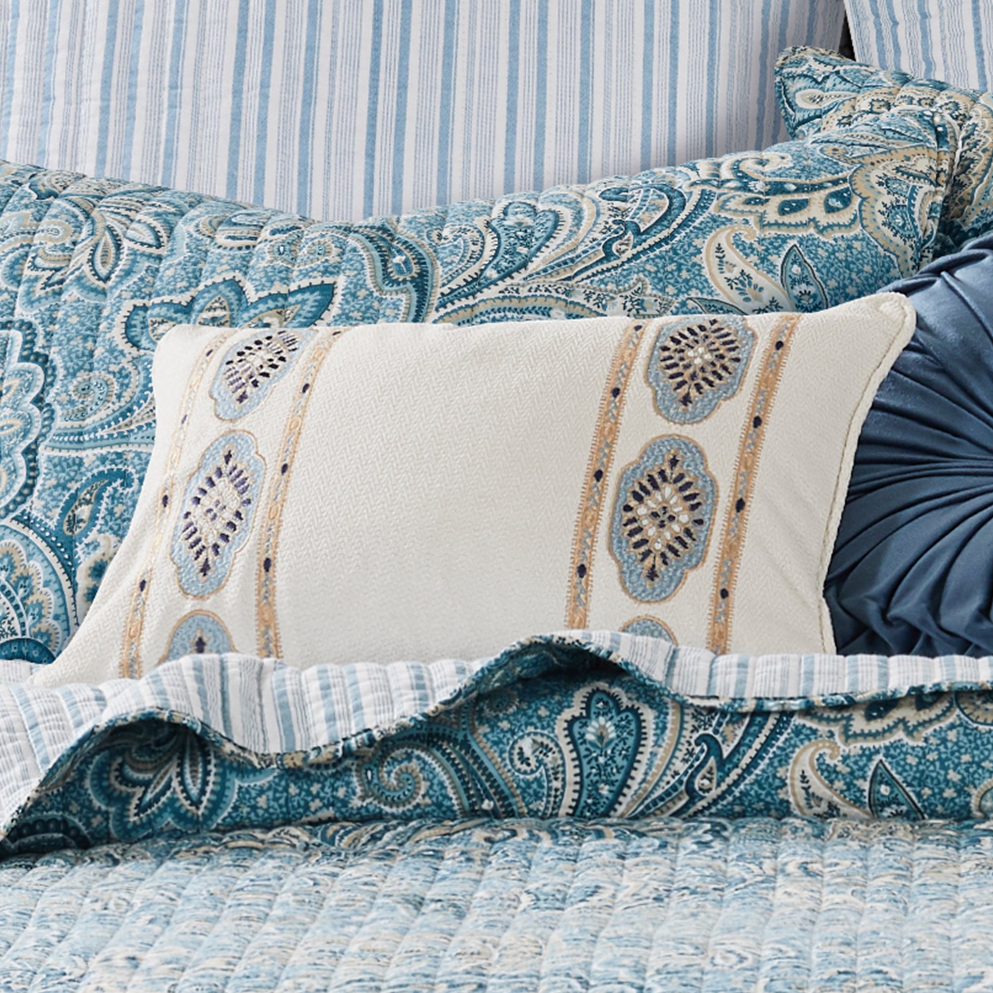 Levtex Home Kimpton Navy Embroidered Pillow Decorative Pillows