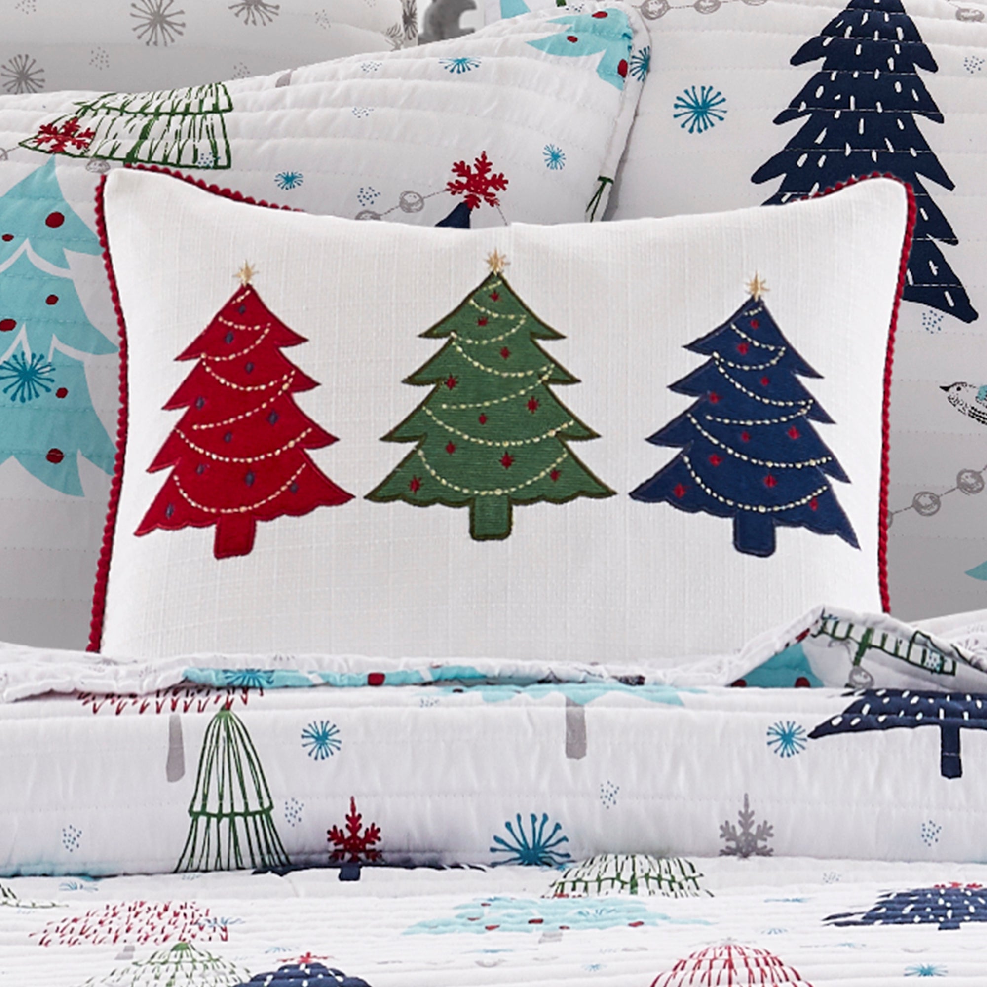Levtex Home White Pine Festive Trees Pillow 14x18 Decorative Pillows