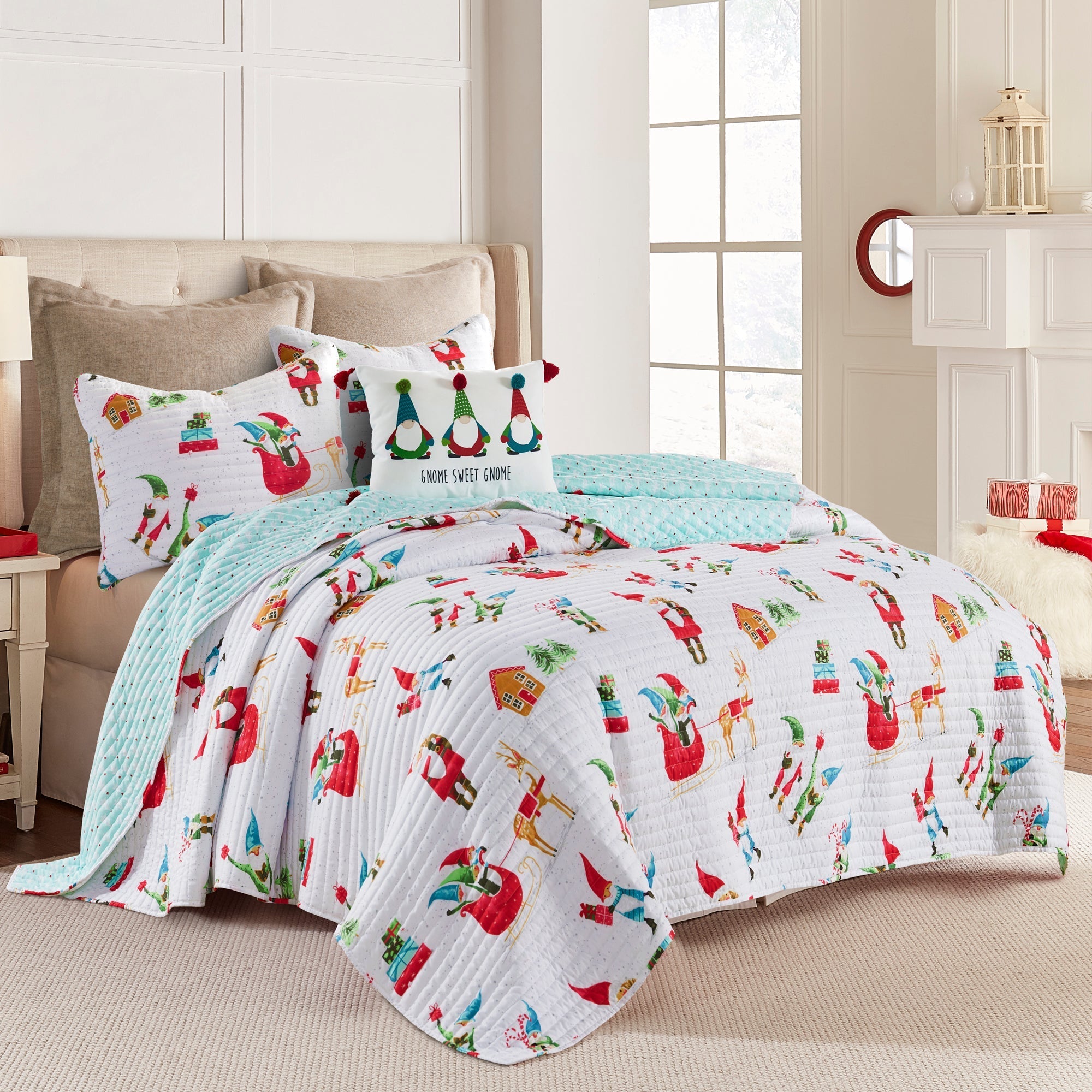 Levtex Home Gnome for the Holidays White Quilt Quilts