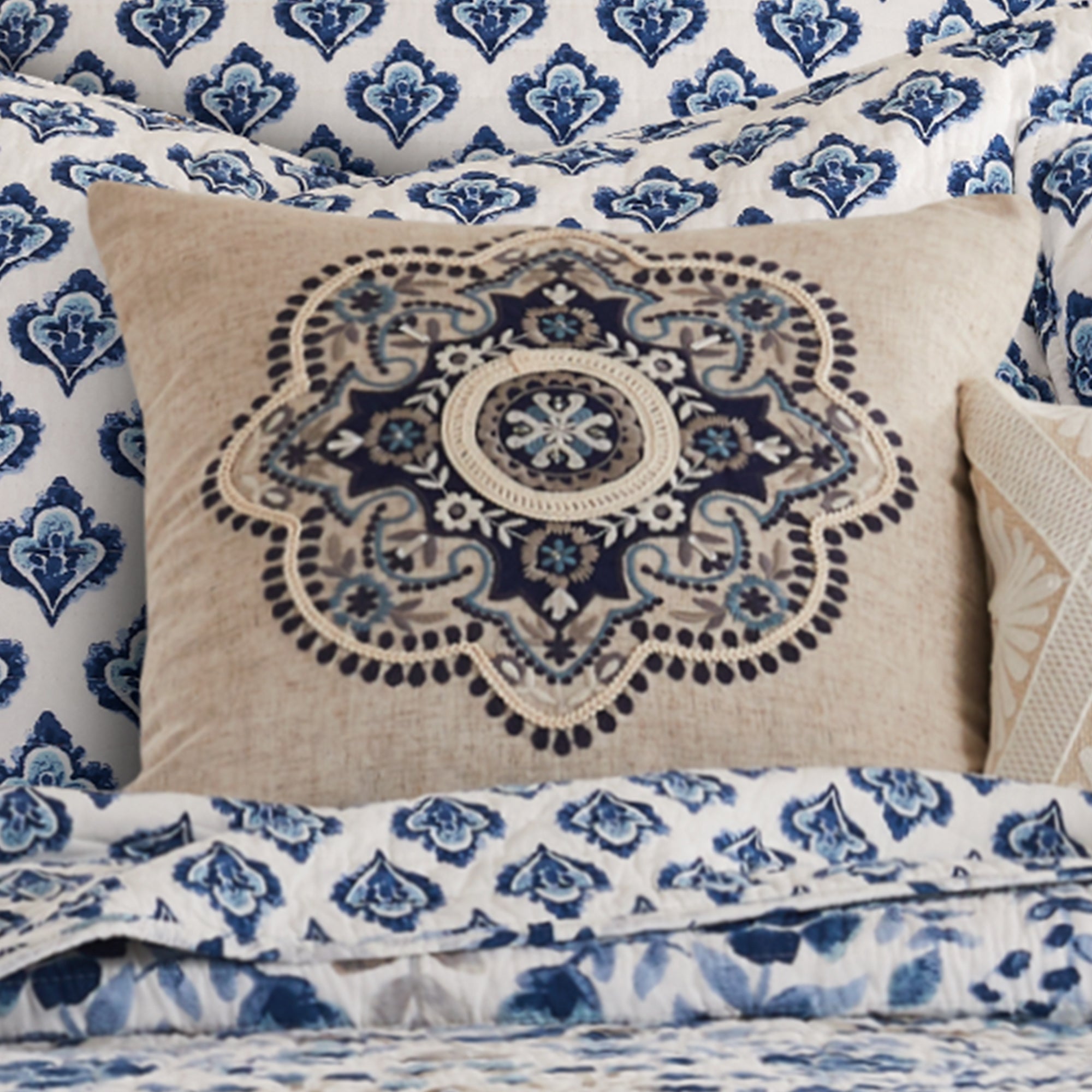 Levtex Home Lorrance Embroidered Medallion Pillow Decorative Pillows