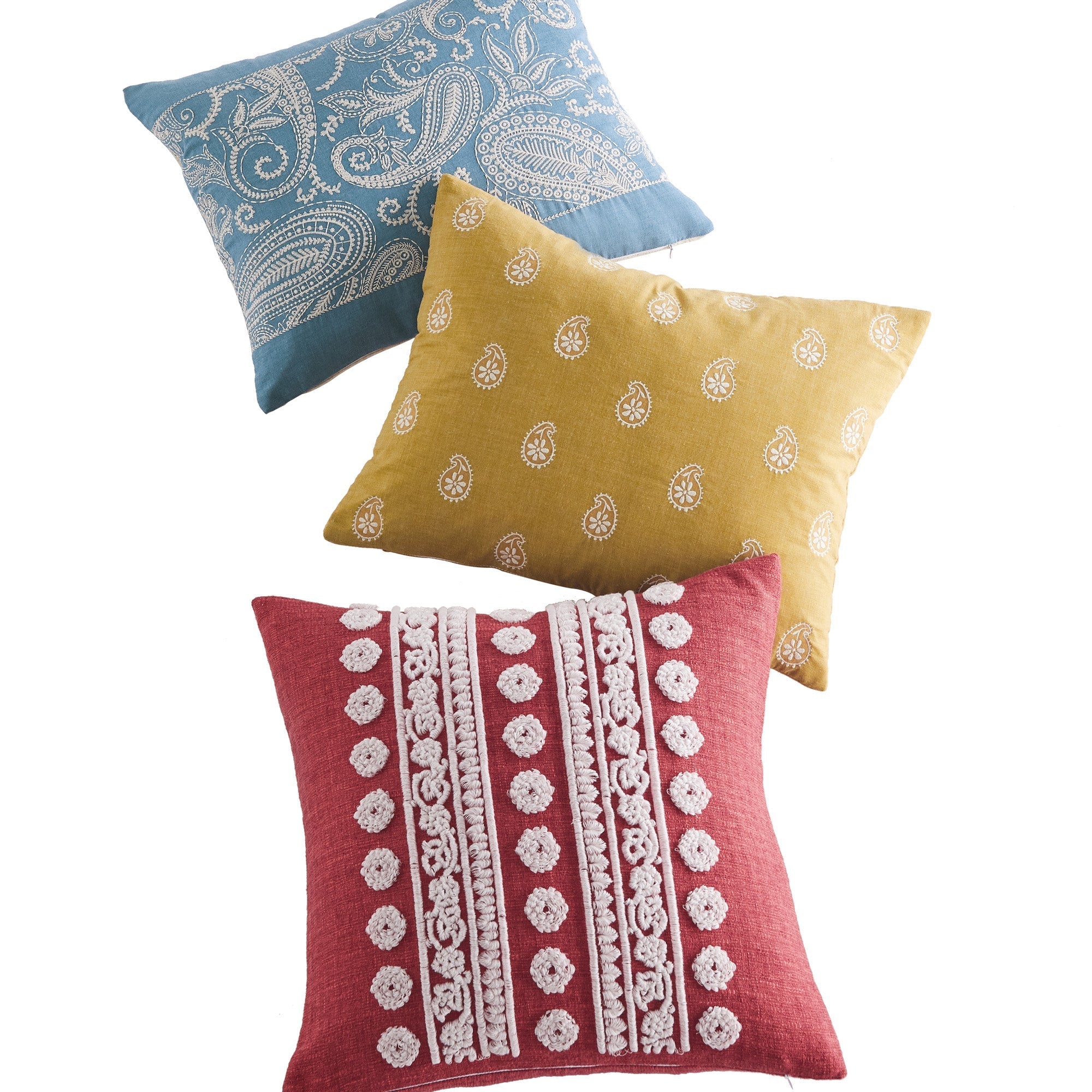 Levtex Home Khotan Embroidered Blue Pillow 14x18 Decorative Pillows