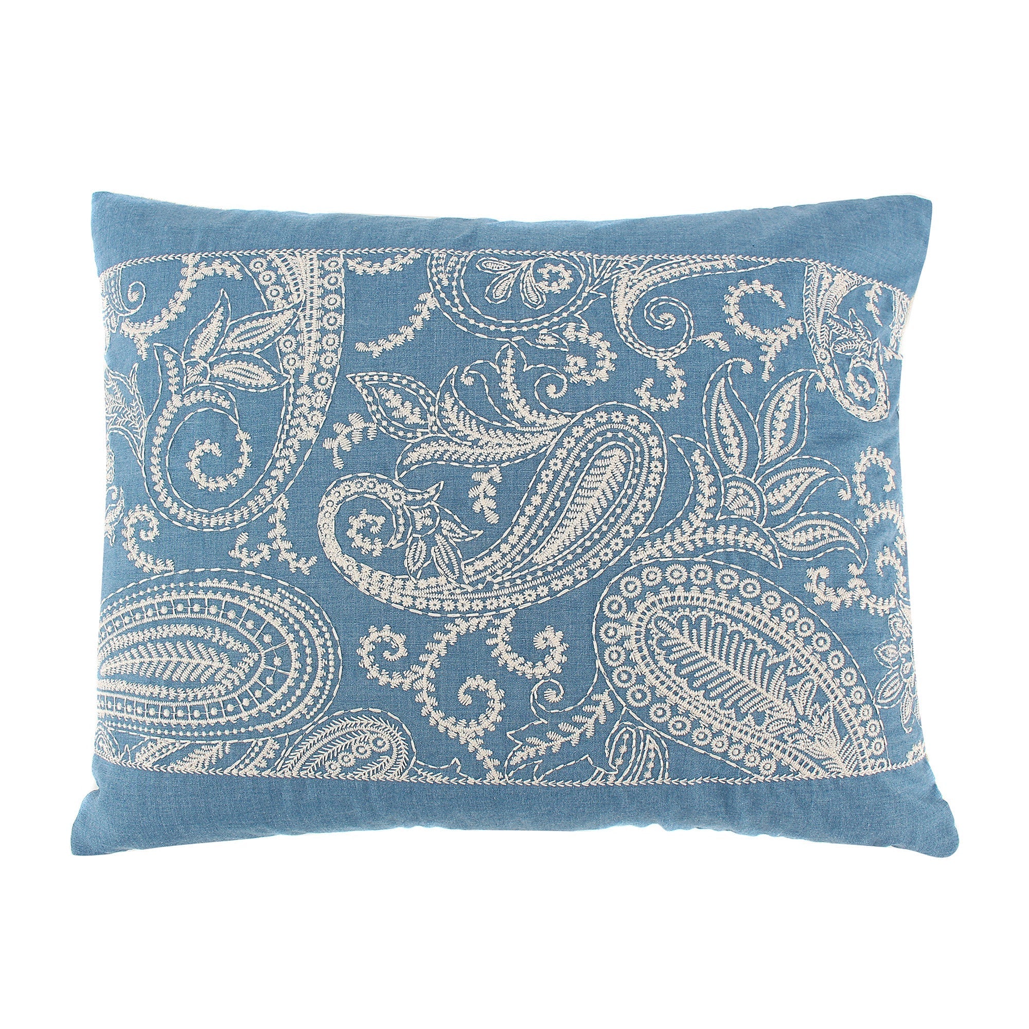 Levtex Home Khotan Embroidered Blue Pillow 14x18 Decorative Pillows