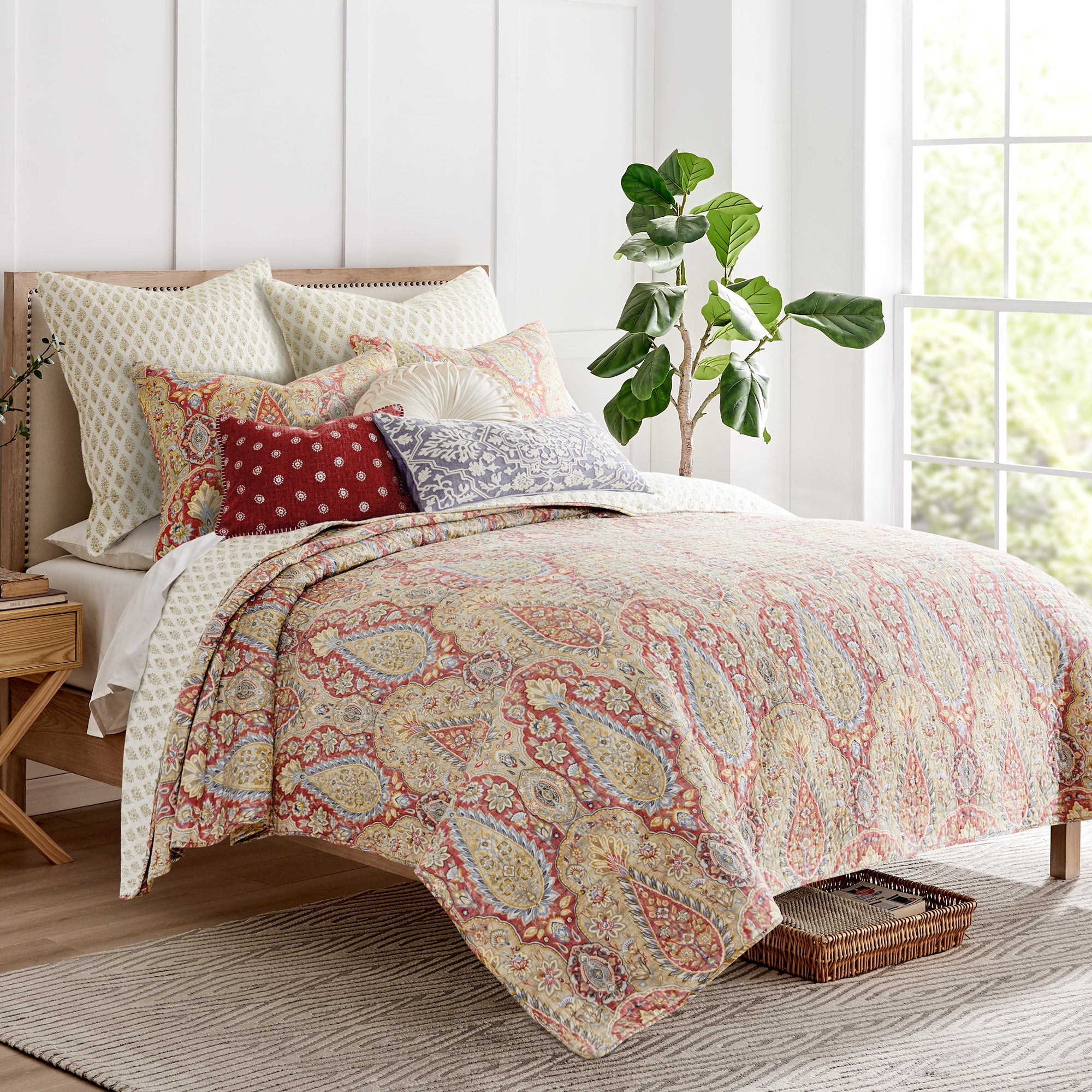 Levtex Home Emel Red Euro Sham Set of 2 Euro Shams