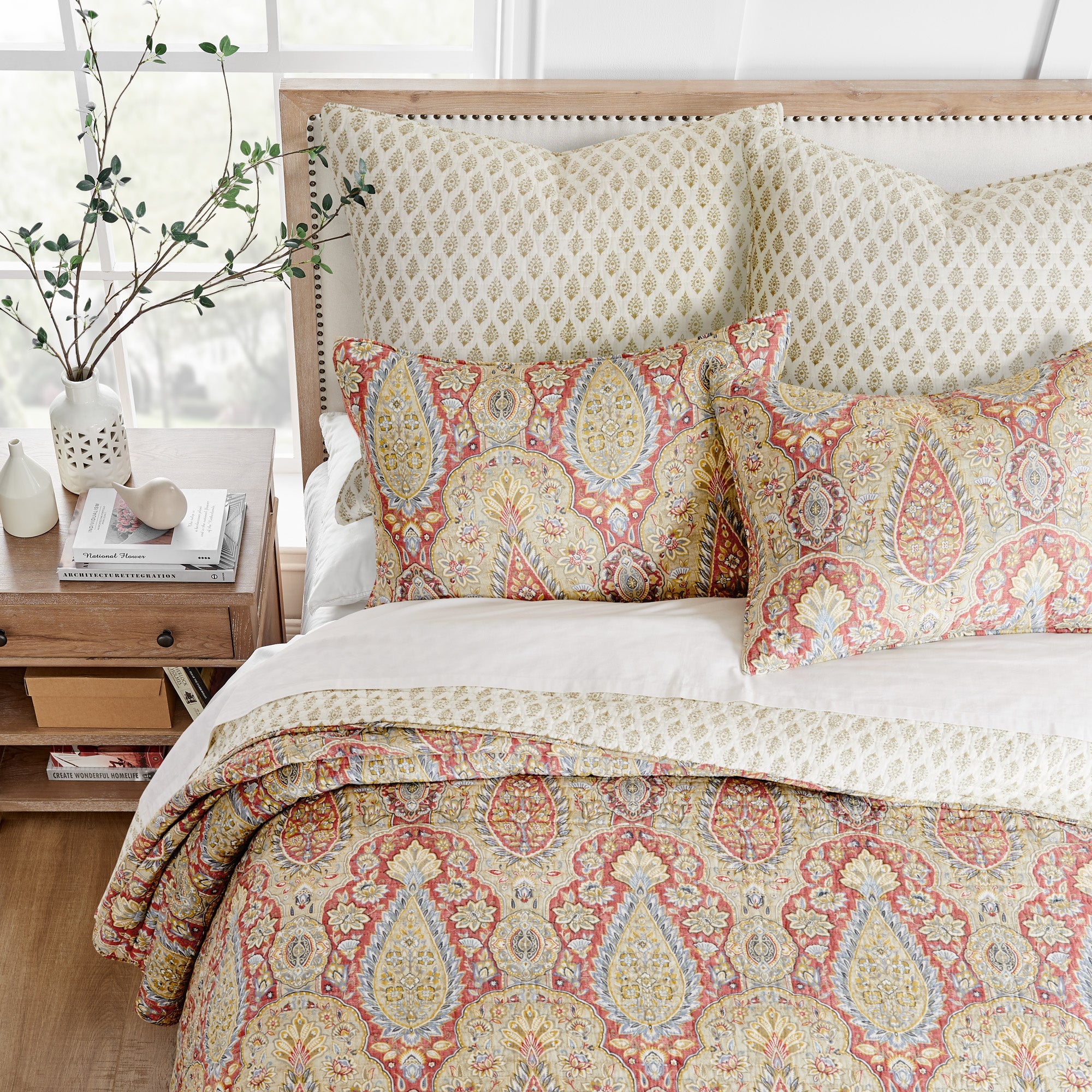 Levtex Home Emel Red Euro Sham Set of 2 Euro Shams