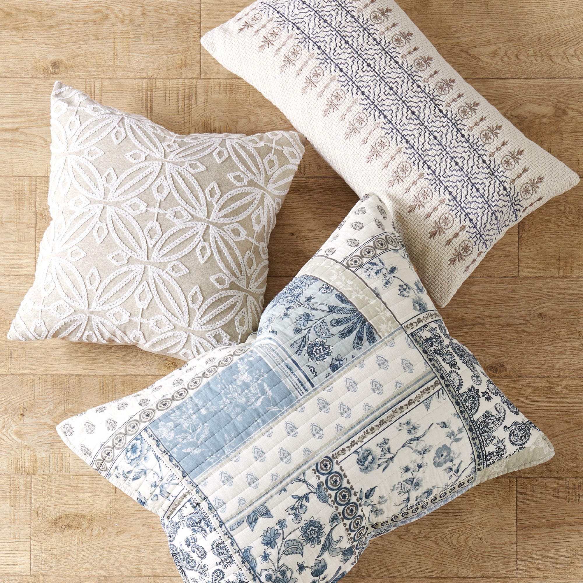 Levtex Home Aliza White Embroidered Medallion Pillow Decorative Pillows