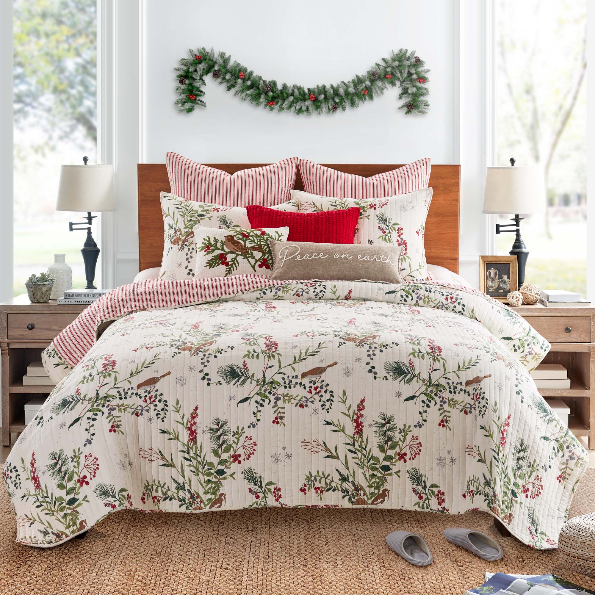 Levtex Home Winterberry Forest Bird Pillow Decorative Pillows