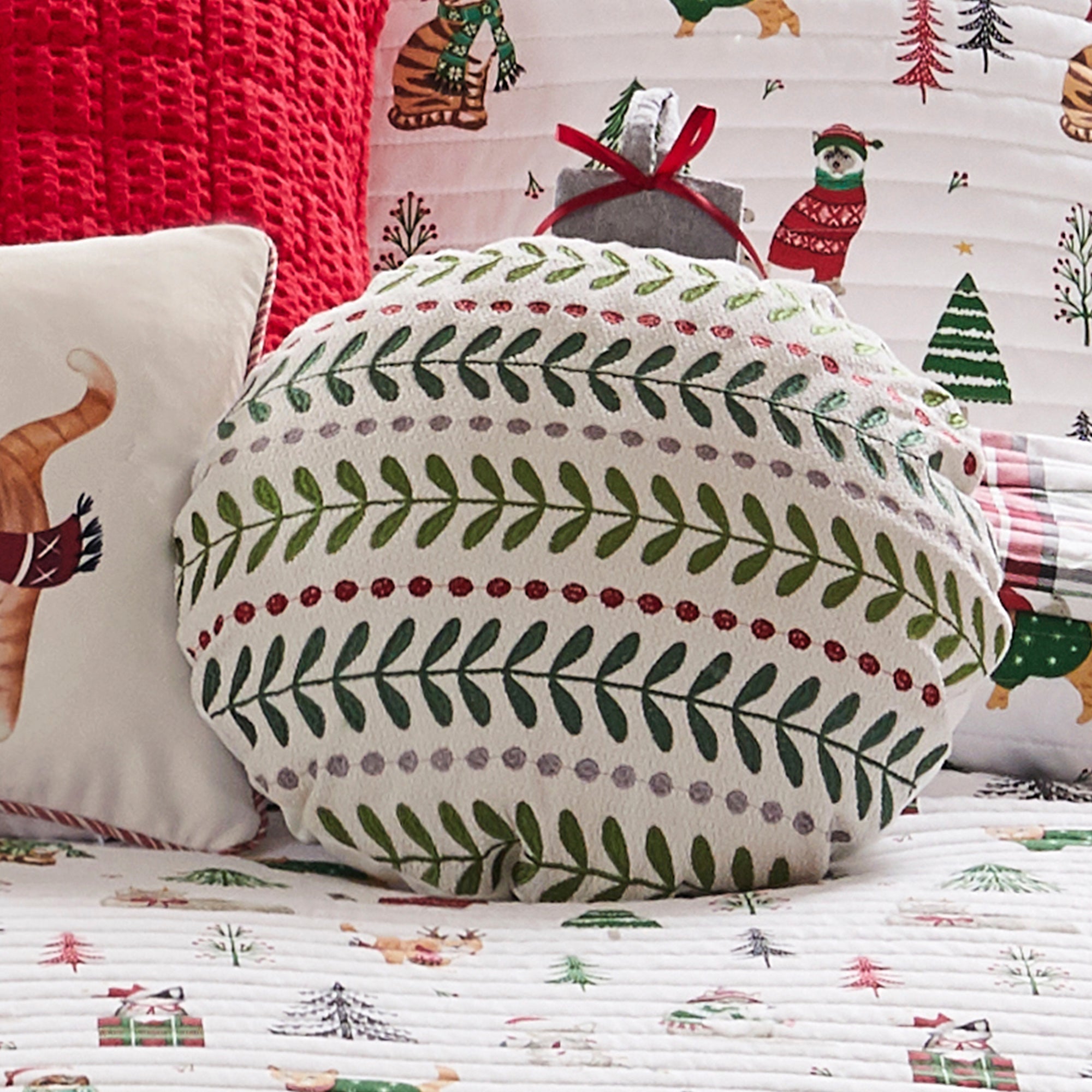 Levtex Home Meowy Christmas Ornament Pillow Decorative Pillows