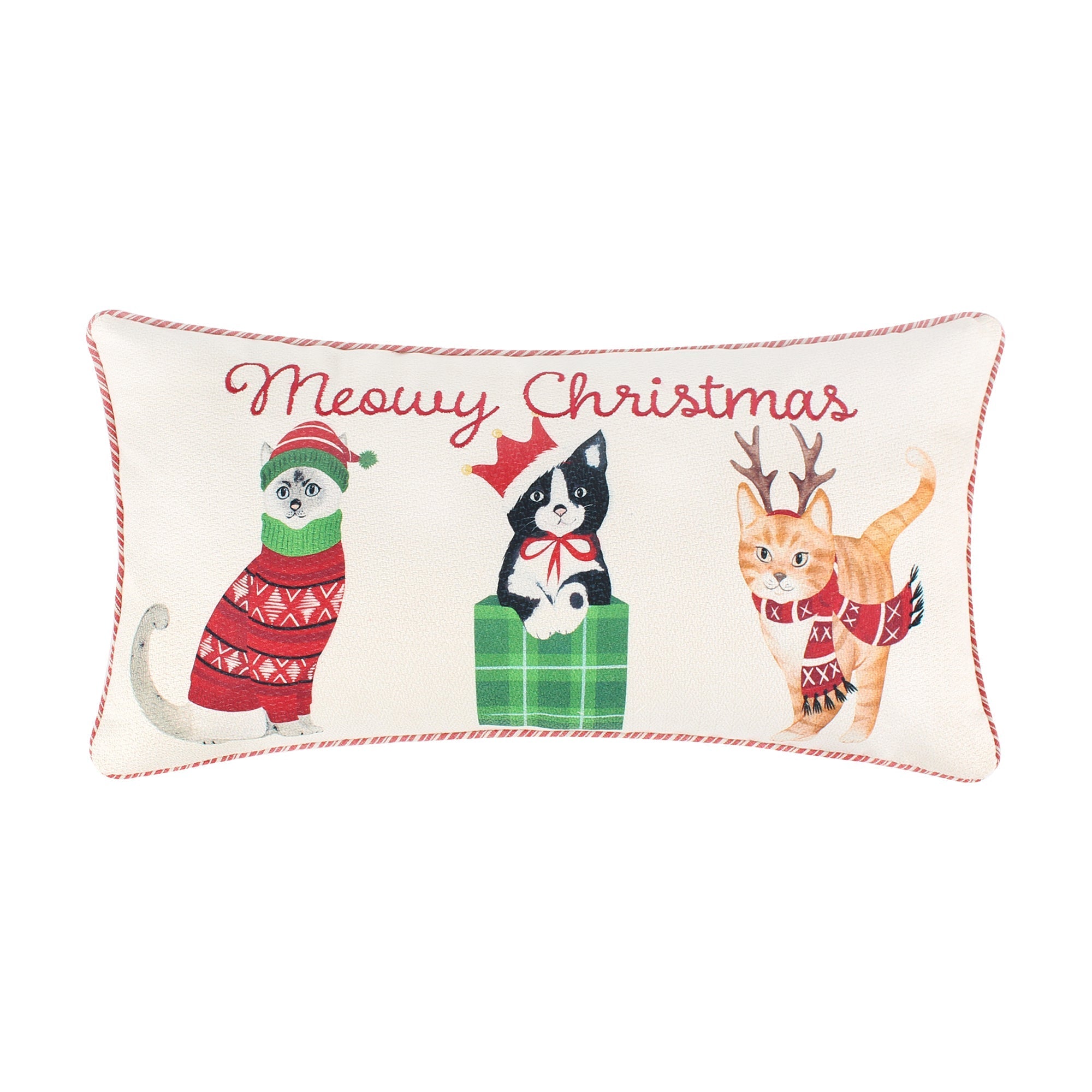 Levtex Home Meowy Christmas Embroidered Pillow Decorative Pillows